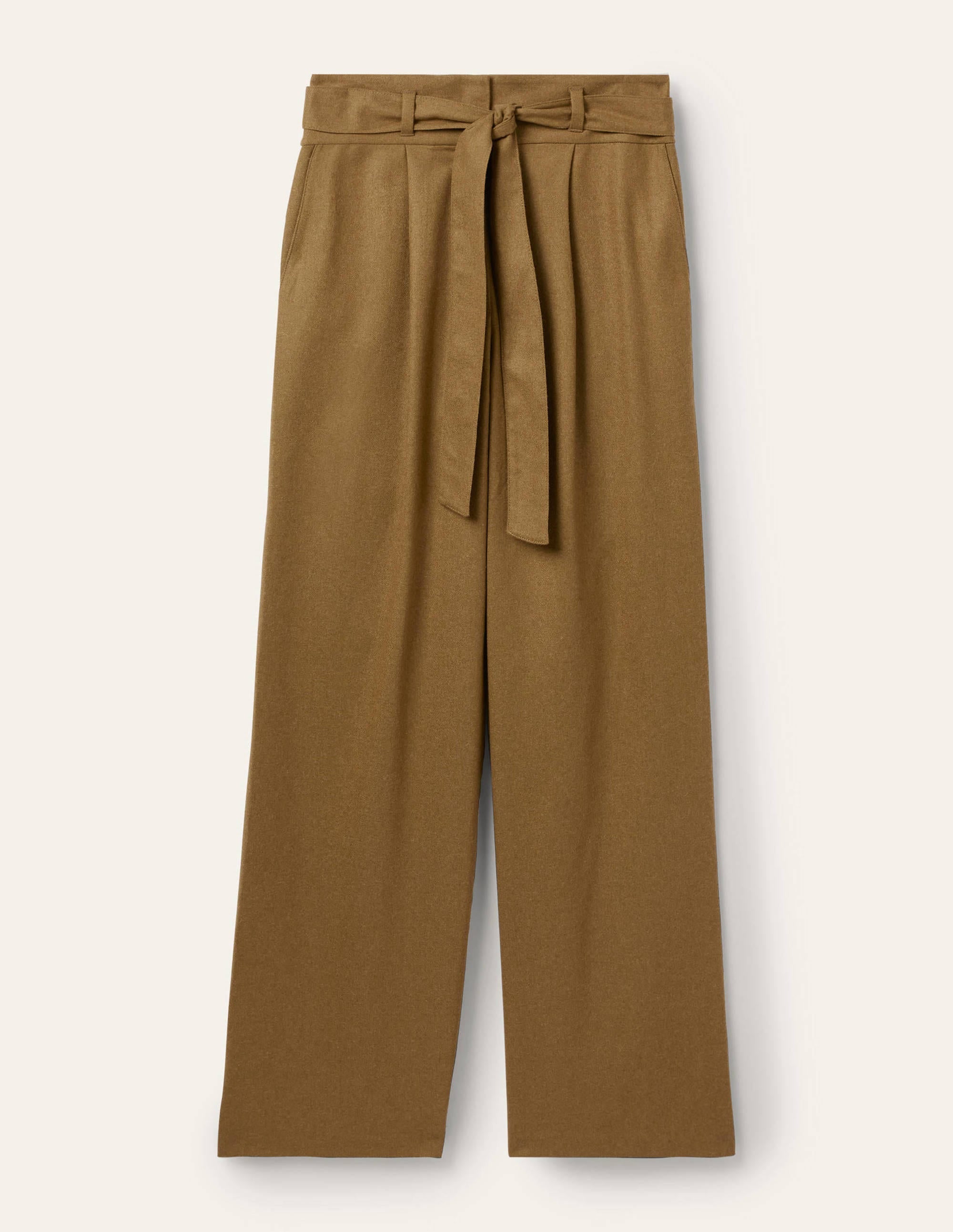 Tie Waist Wide Leg Trousers-Old Moss - Image 6