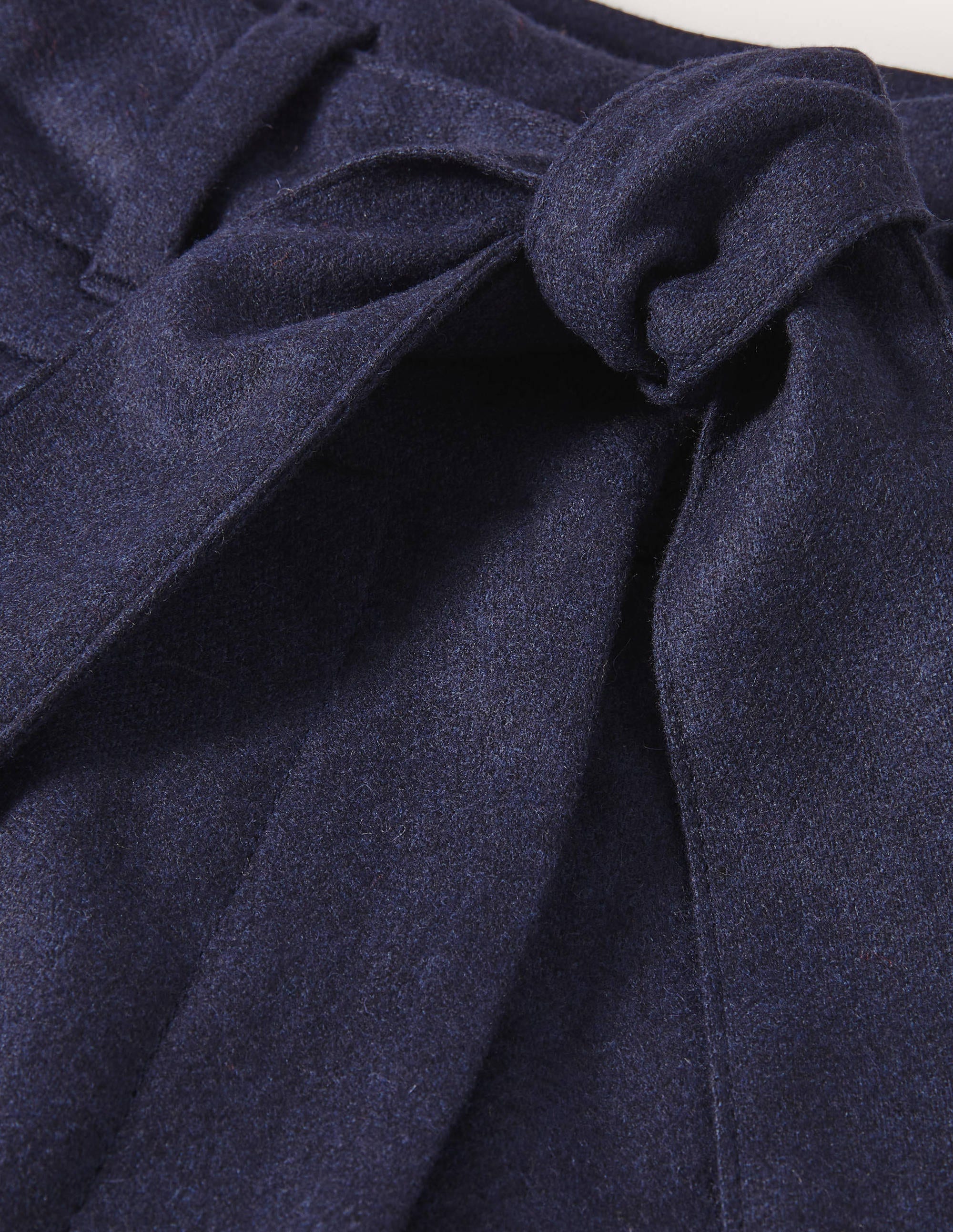 Tie Waist Wide Leg Trousers-Navy - Image 5