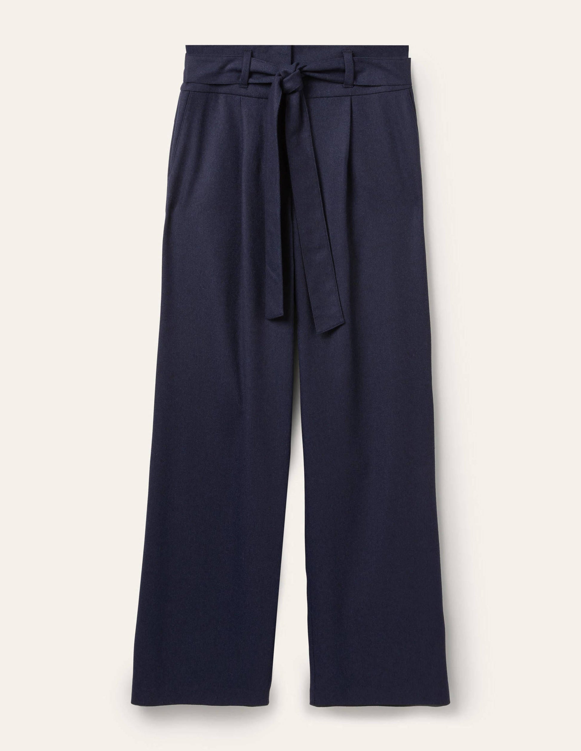 Tie Waist Wide Leg Trousers-Navy-6
