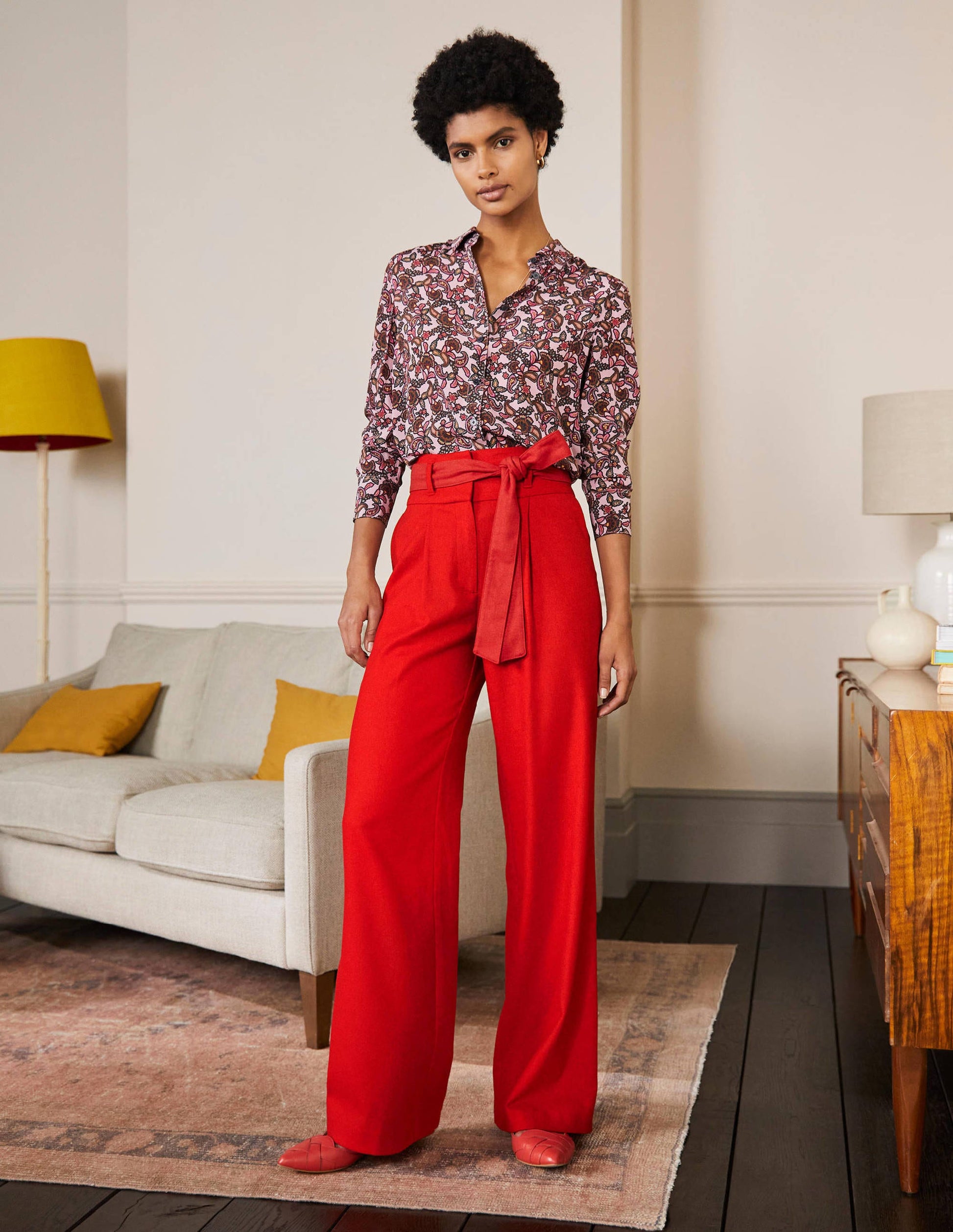 Tie Waist Wide Leg Trousers-Poppadew-5