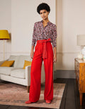 Tie Waist Wide Leg Trousers-Poppadew