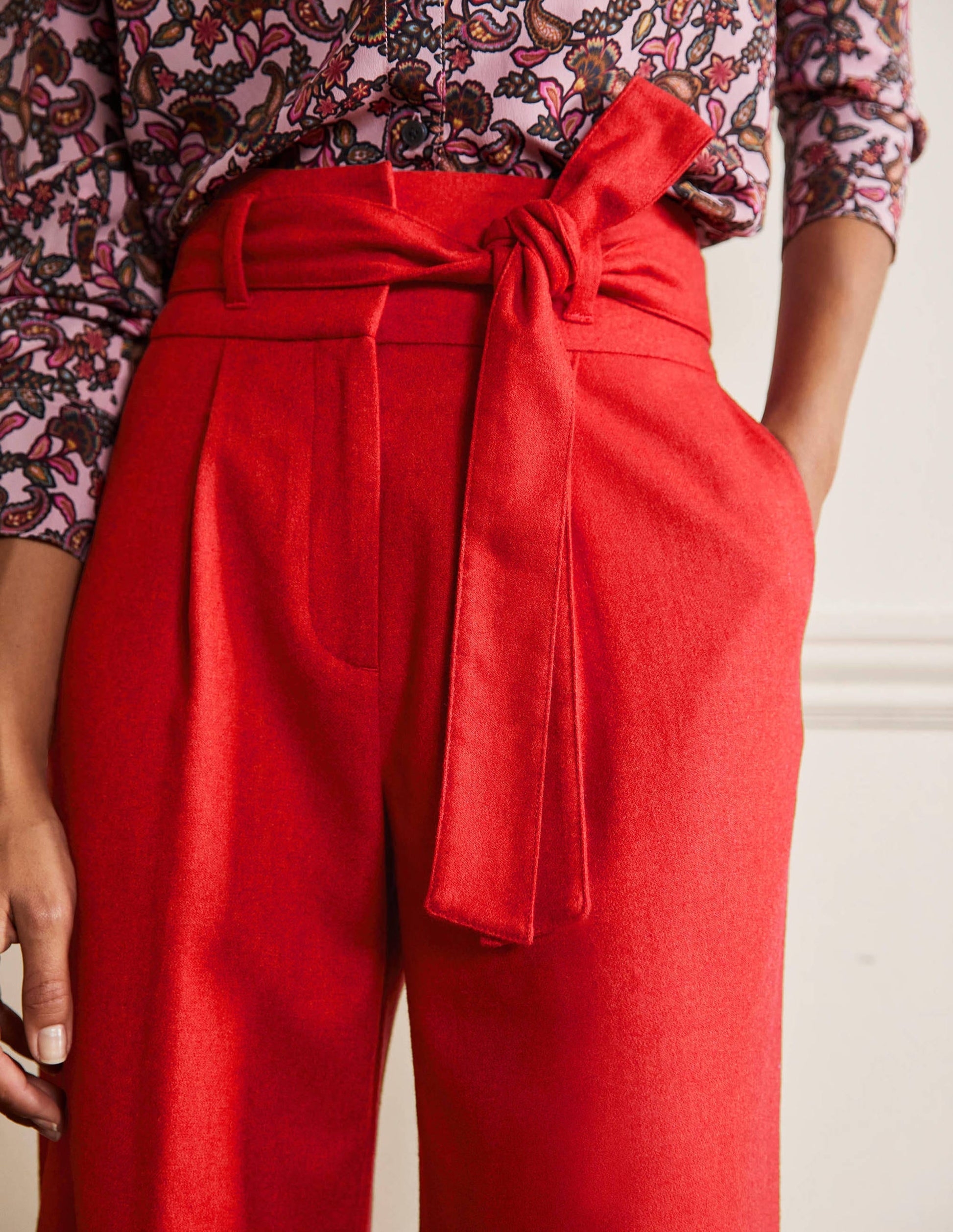 Tie Waist Wide Leg Trousers-Poppadew-2