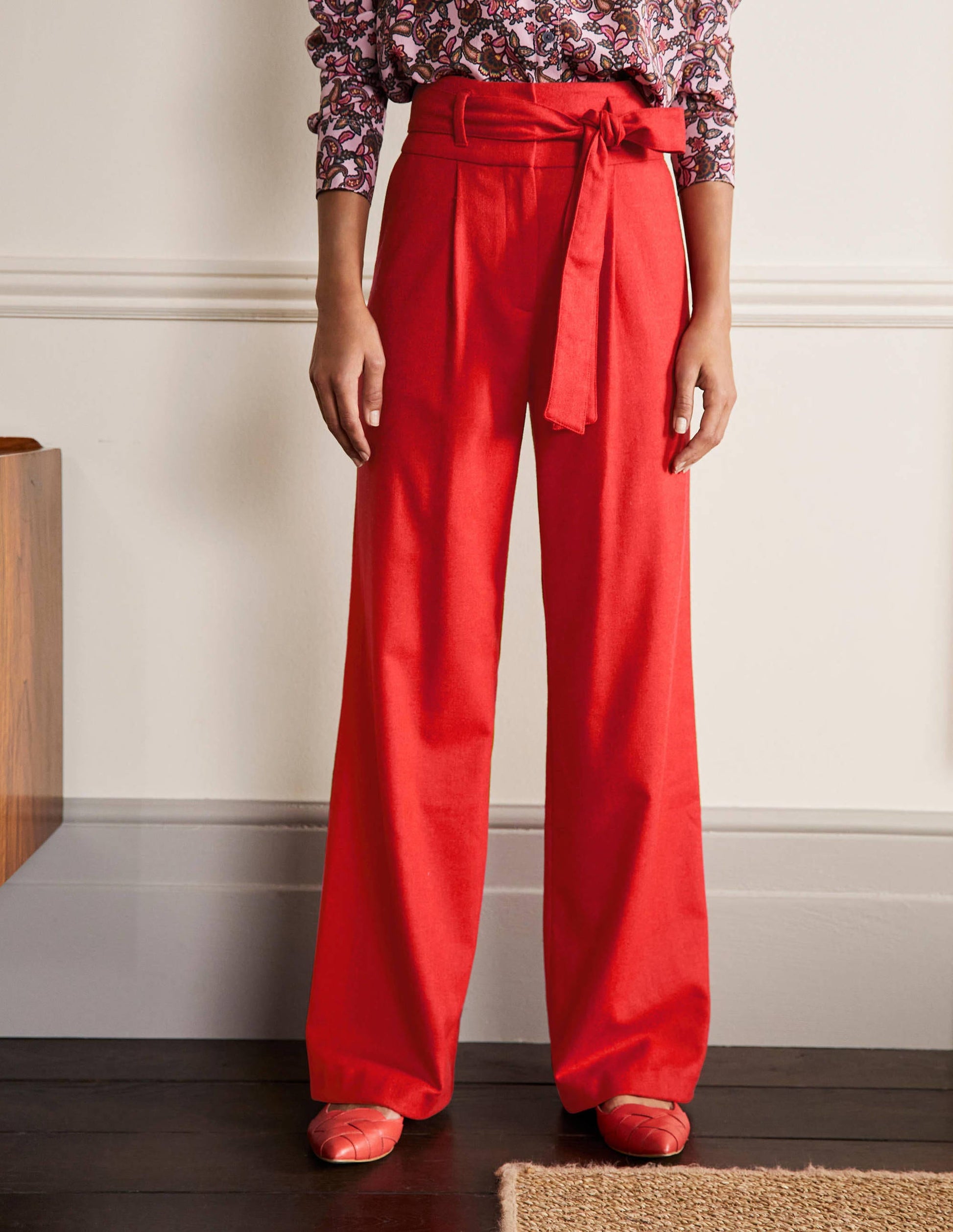 Tie Waist Wide Leg Trousers-Poppadew-4