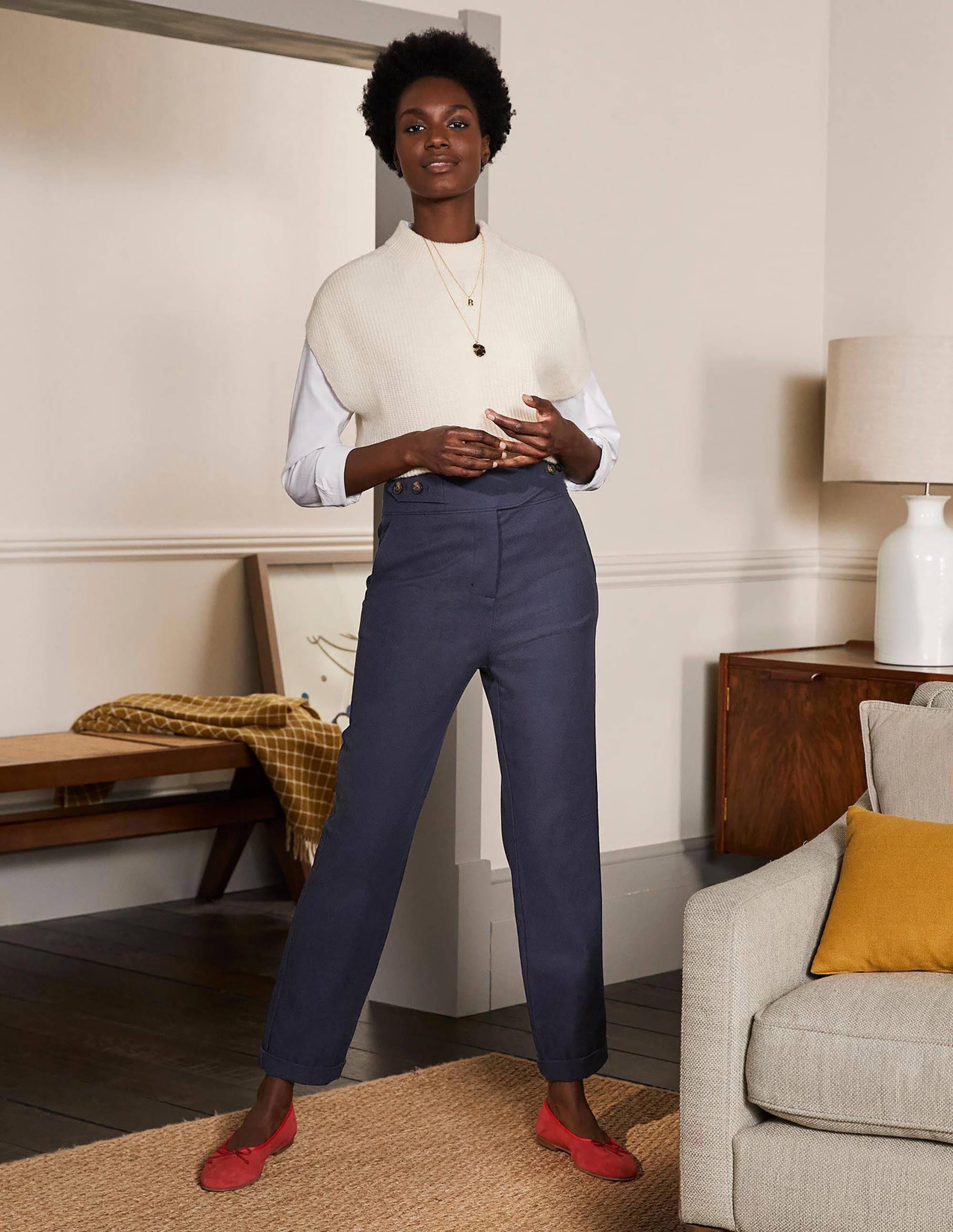 Tab Detail Trouser-Navy - Image 5