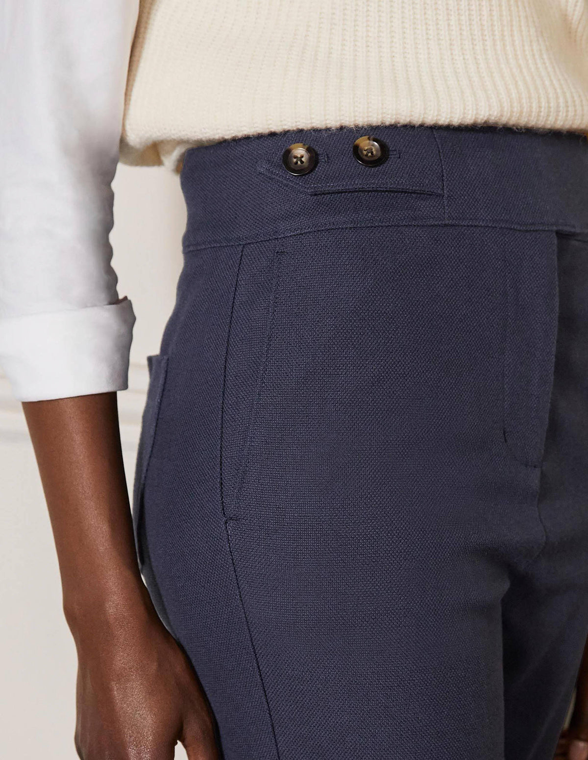 Tab Detail Trouser-Navy-1