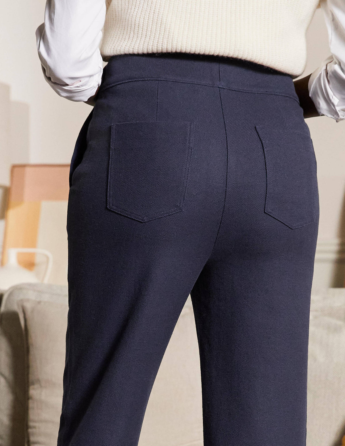 Tab Detail Trouser-Navy-4