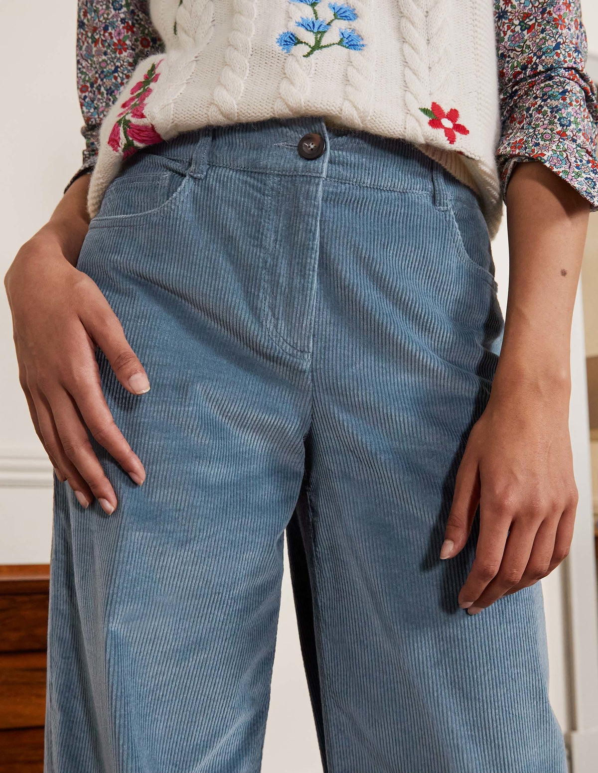 Alexia Cord Trousers-Airforce - Image 1