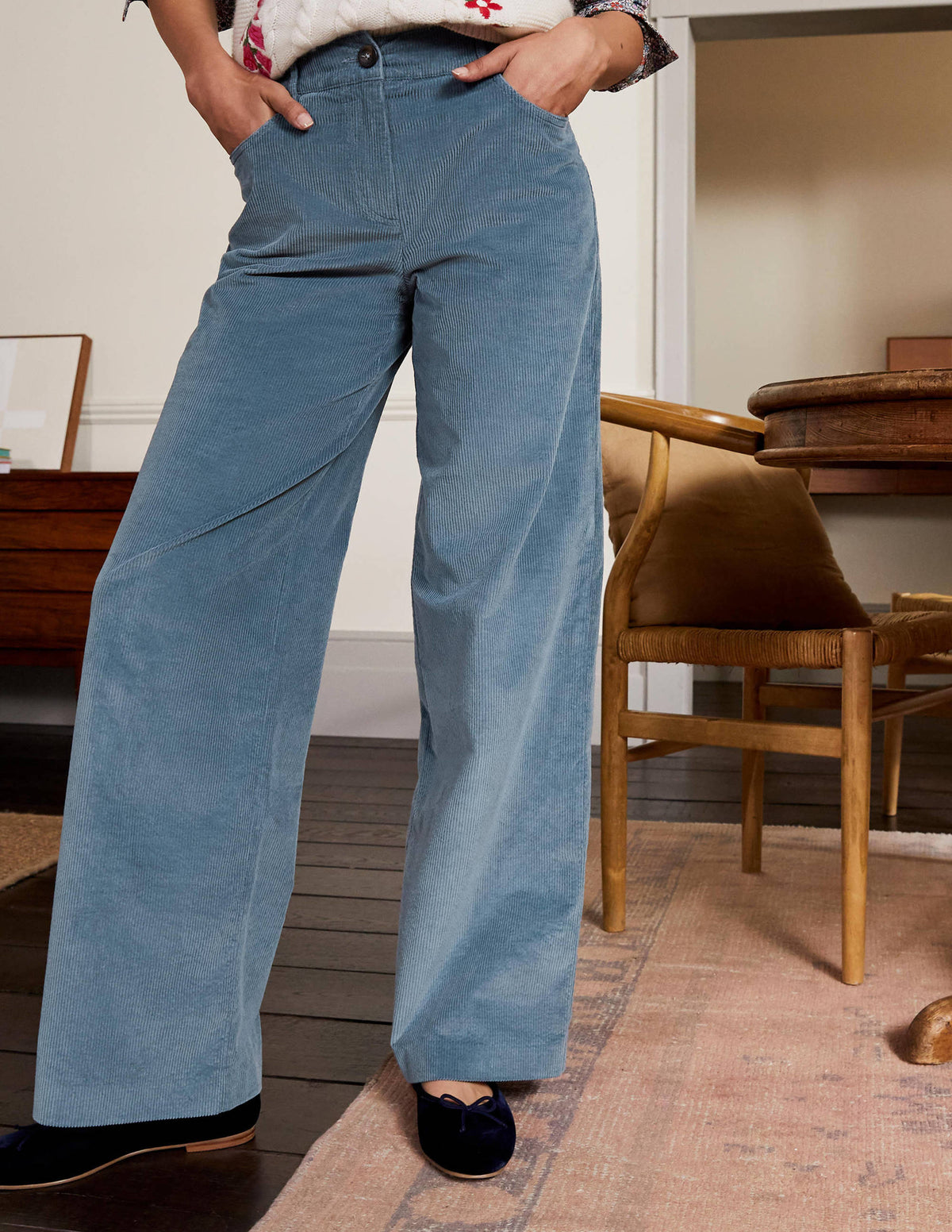 Alexia Cord Trousers-Airforce - Image 3