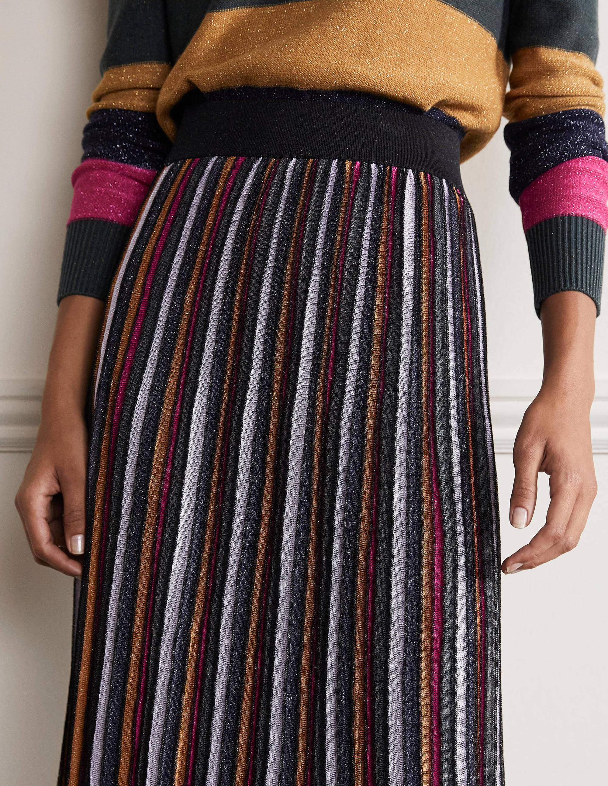 Knitted Party Skirt-Multi Lurex Stripe - Image 2