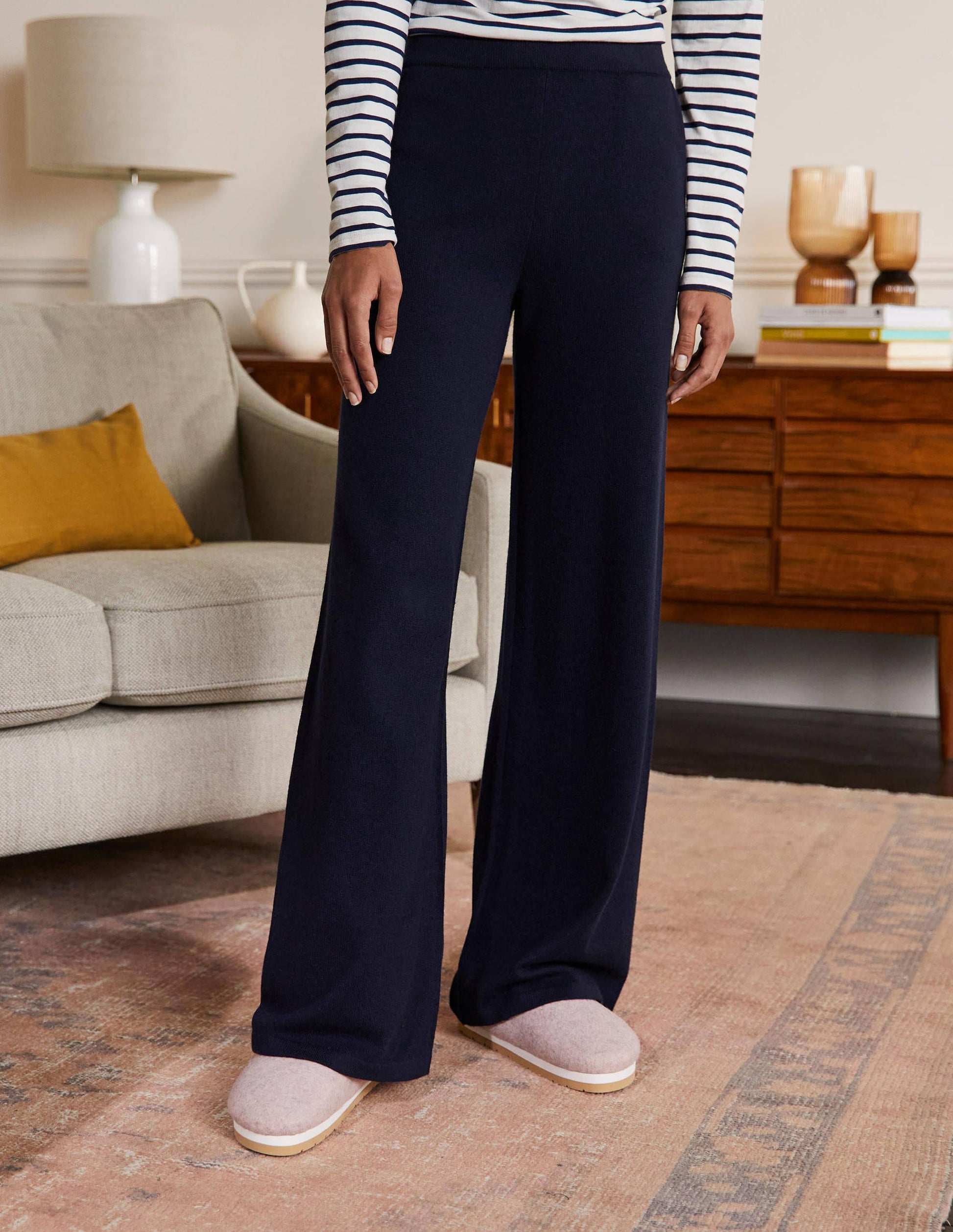 Cashmere Knit Lounge Joggers-Navy-1