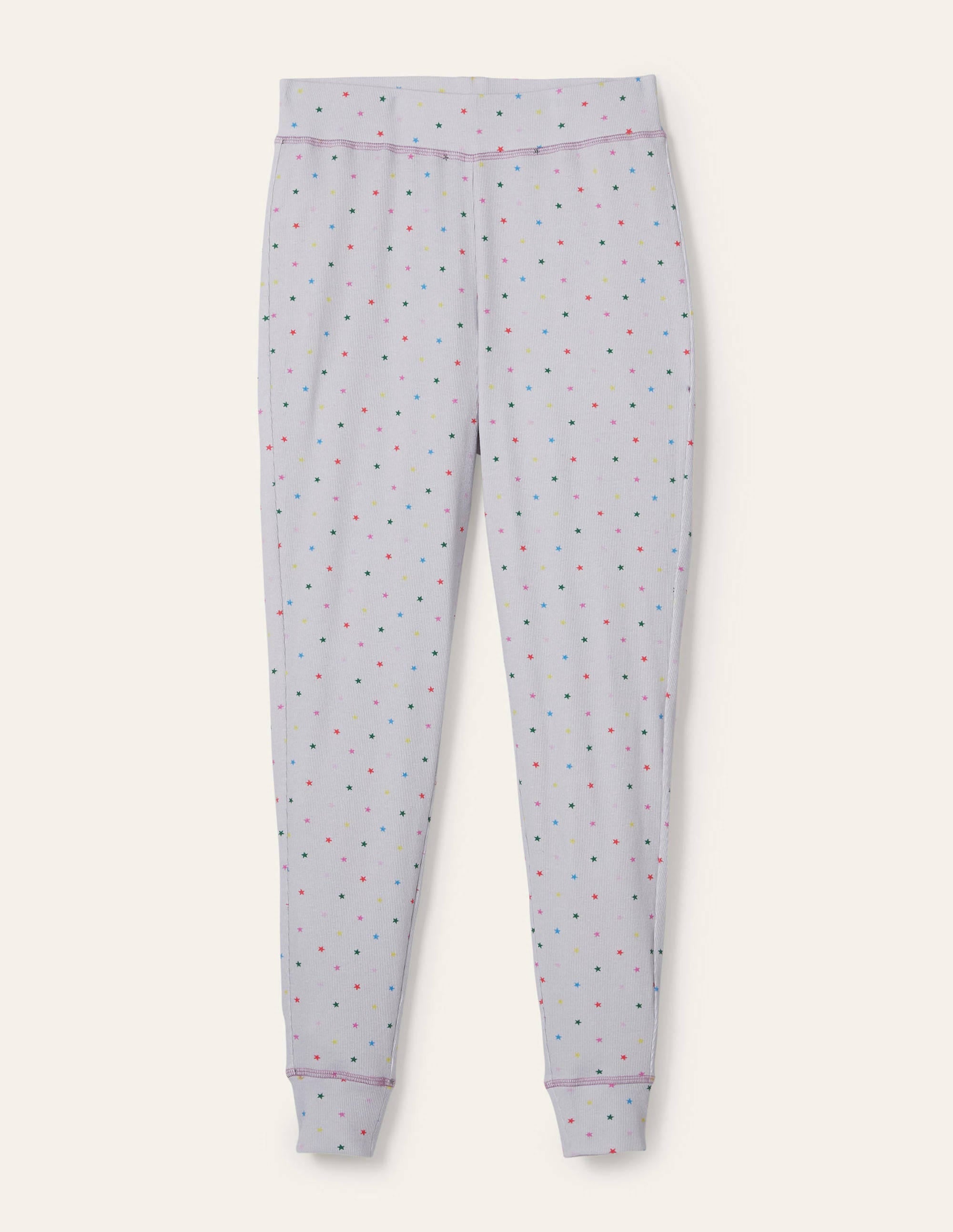 Ribbed Pyjama Leggings-Grey Marl, Multi Little Star - Image 6