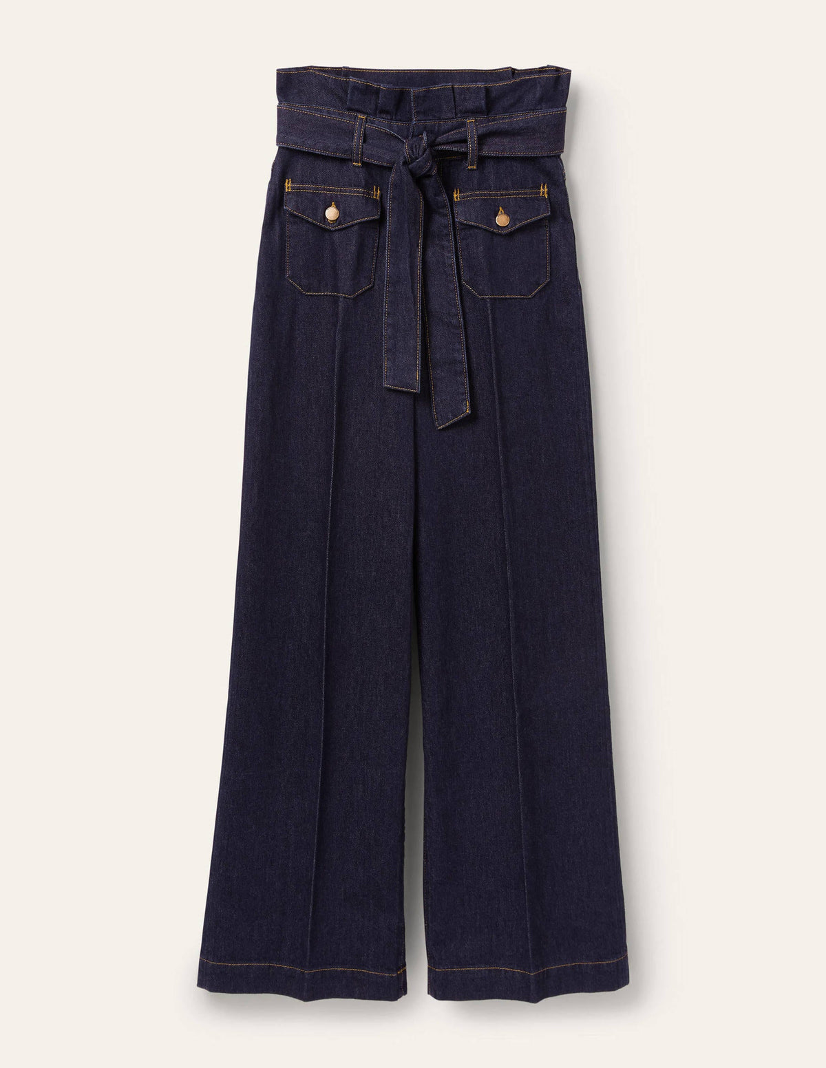 Paperbag Wide Leg Jeans-Indigo-6