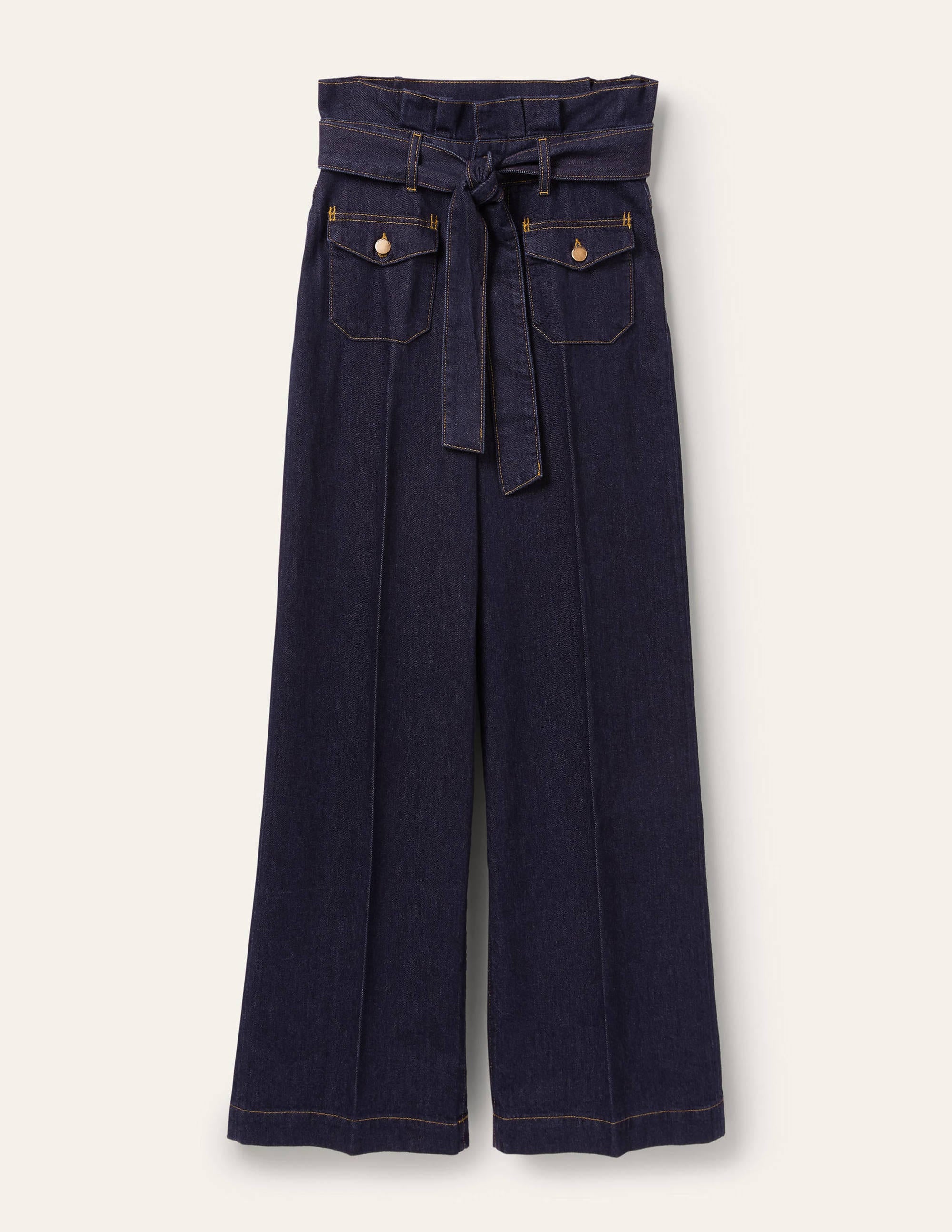 Paperbag Wide Leg Jeans-Indigo - Image 6