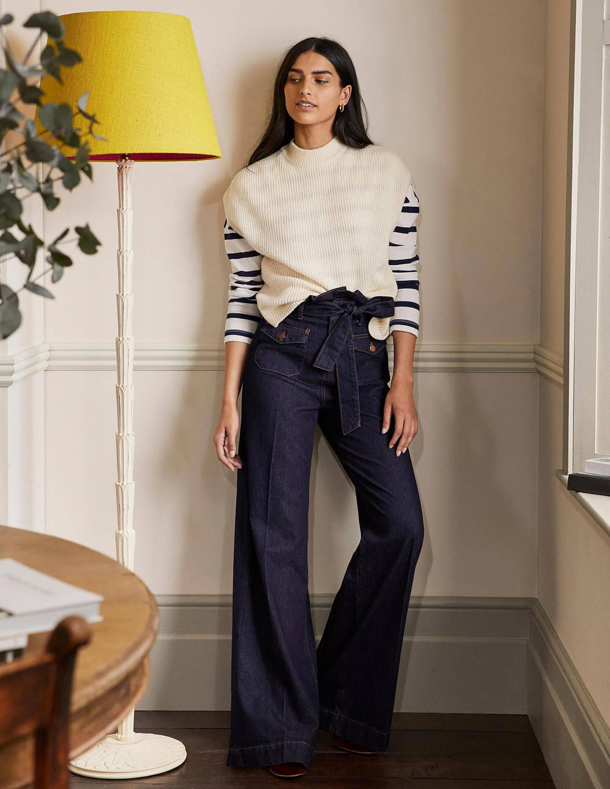 Paperbag Wide Leg Jeans-Indigo - Image 5