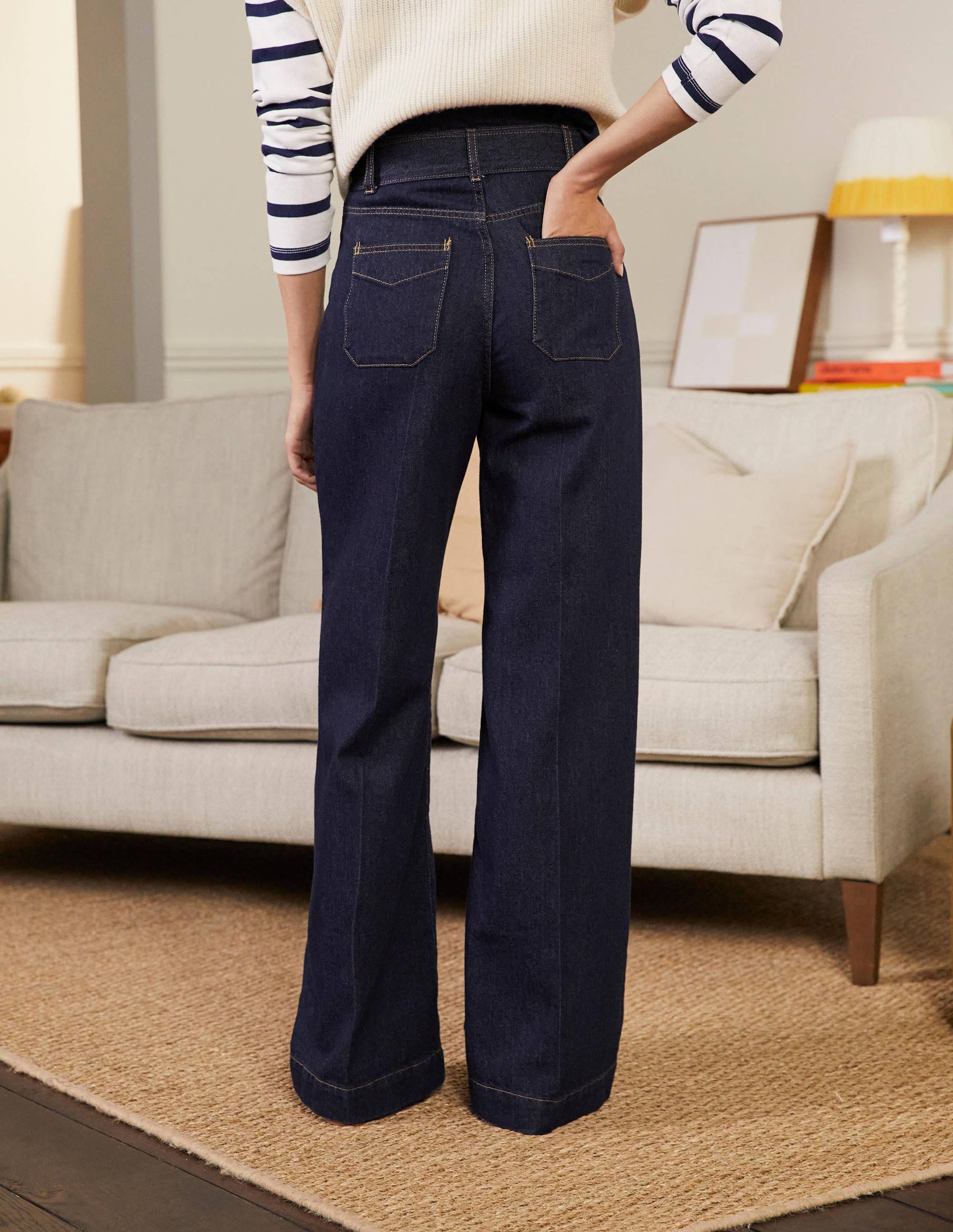 Paperbag Wide Leg Jeans-Indigo - Image 2
