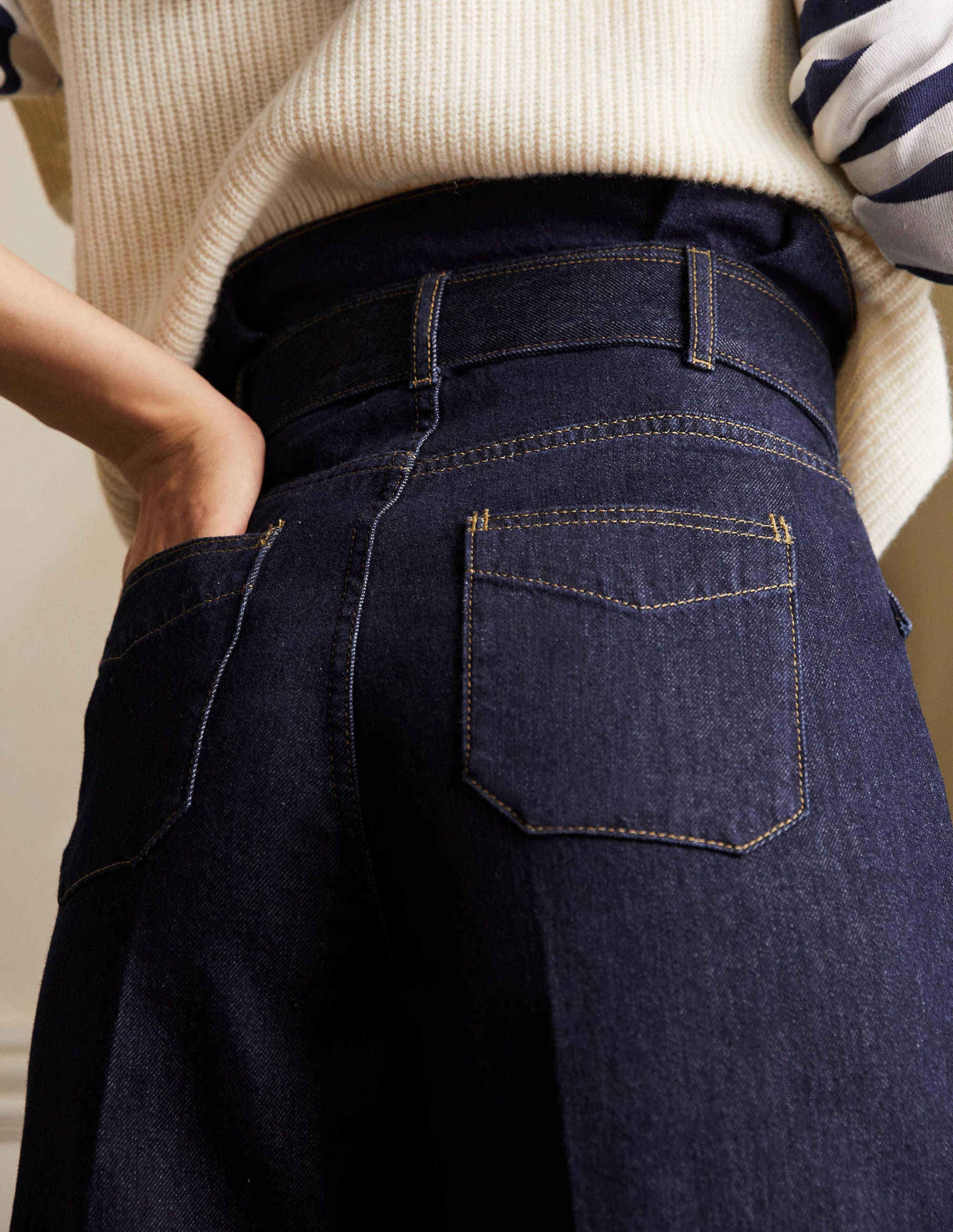 Paperbag Wide Leg Jeans-Indigo - Image 4