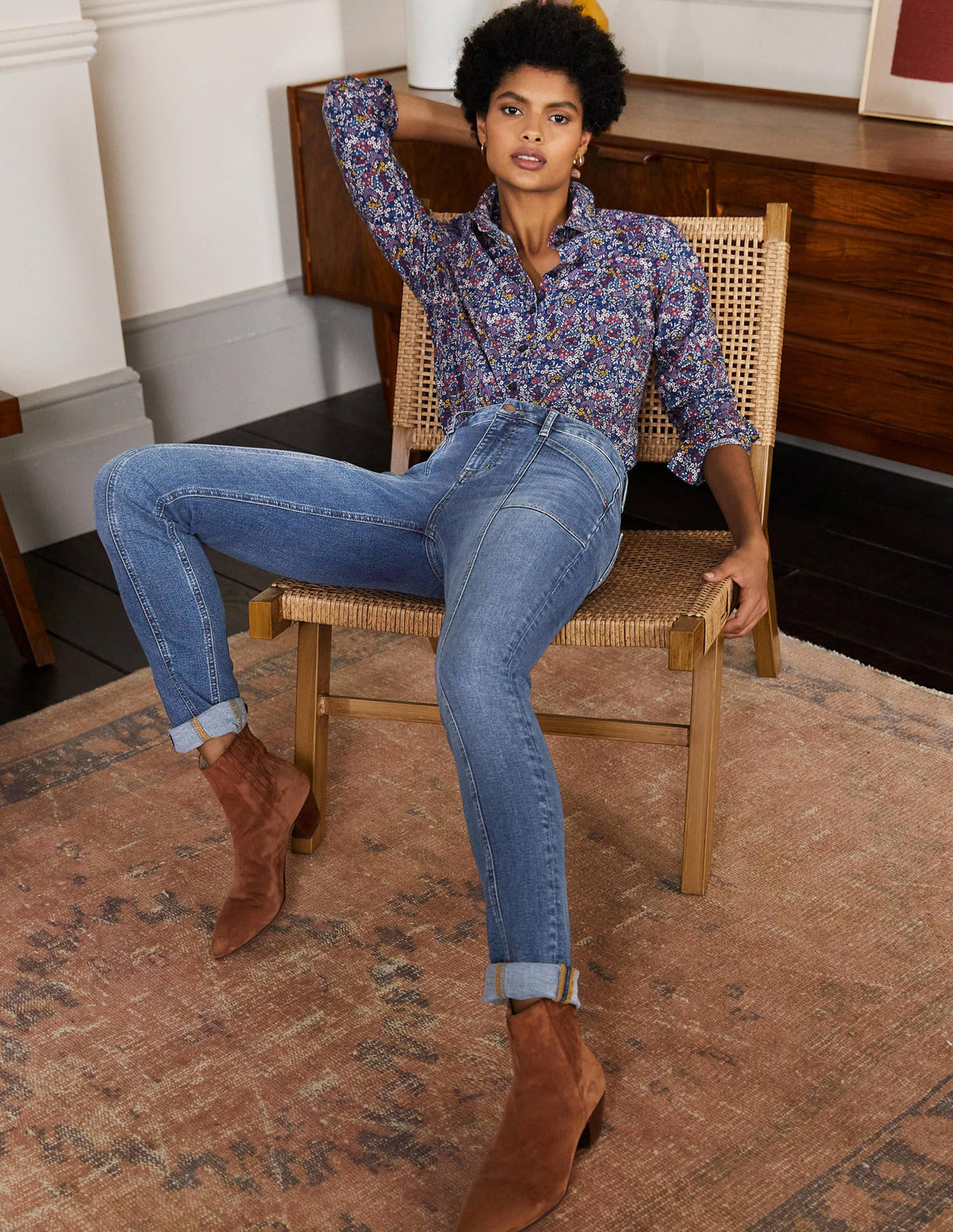 Seam Detail Skinny Jeans-Light Vintage-1