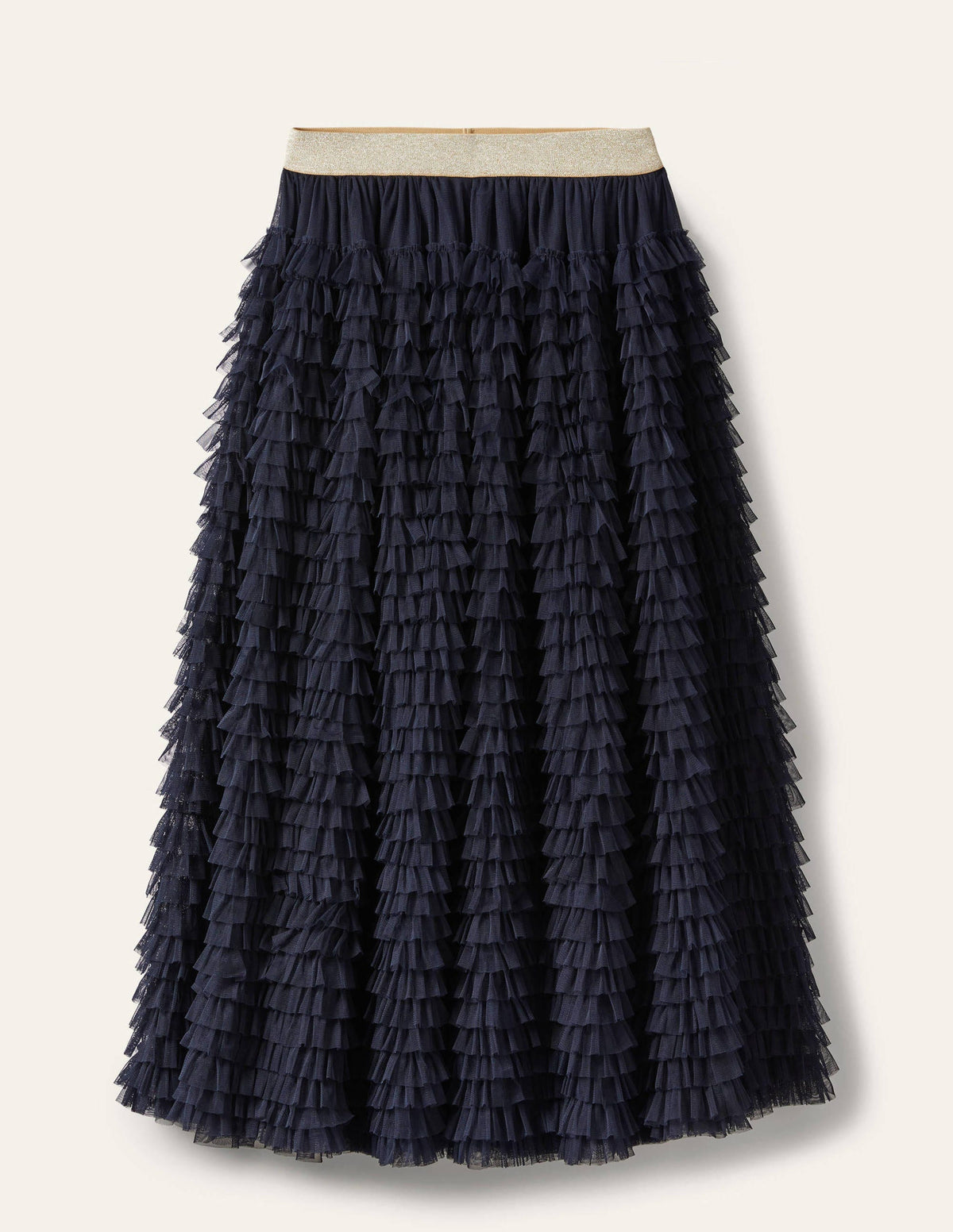 Tulle Midi Skirt-Navy-5