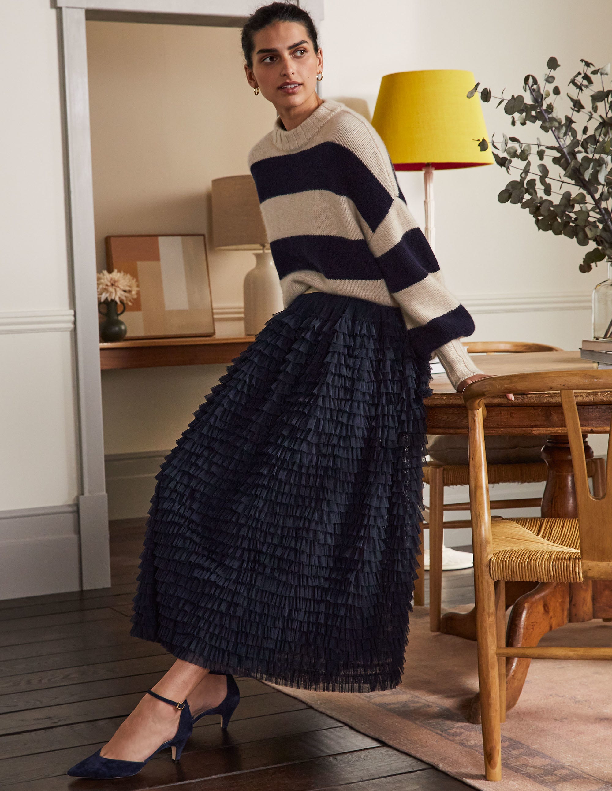 Tulle Midi Skirt-Navy - Image 1