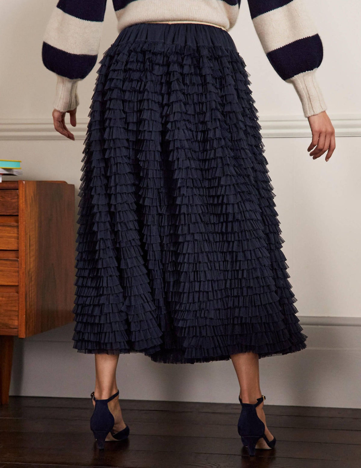 Tulle Midi Skirt-Navy - Image 3