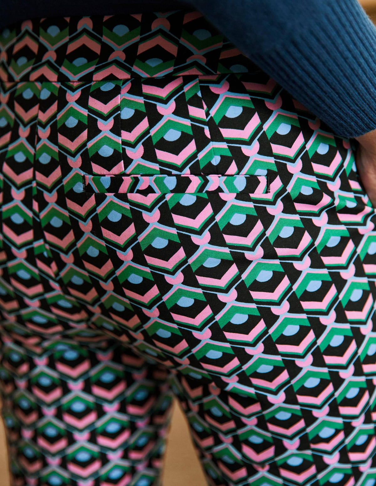 Richmond 7/8 Trouser-Black, Geometric Tile - Image 1