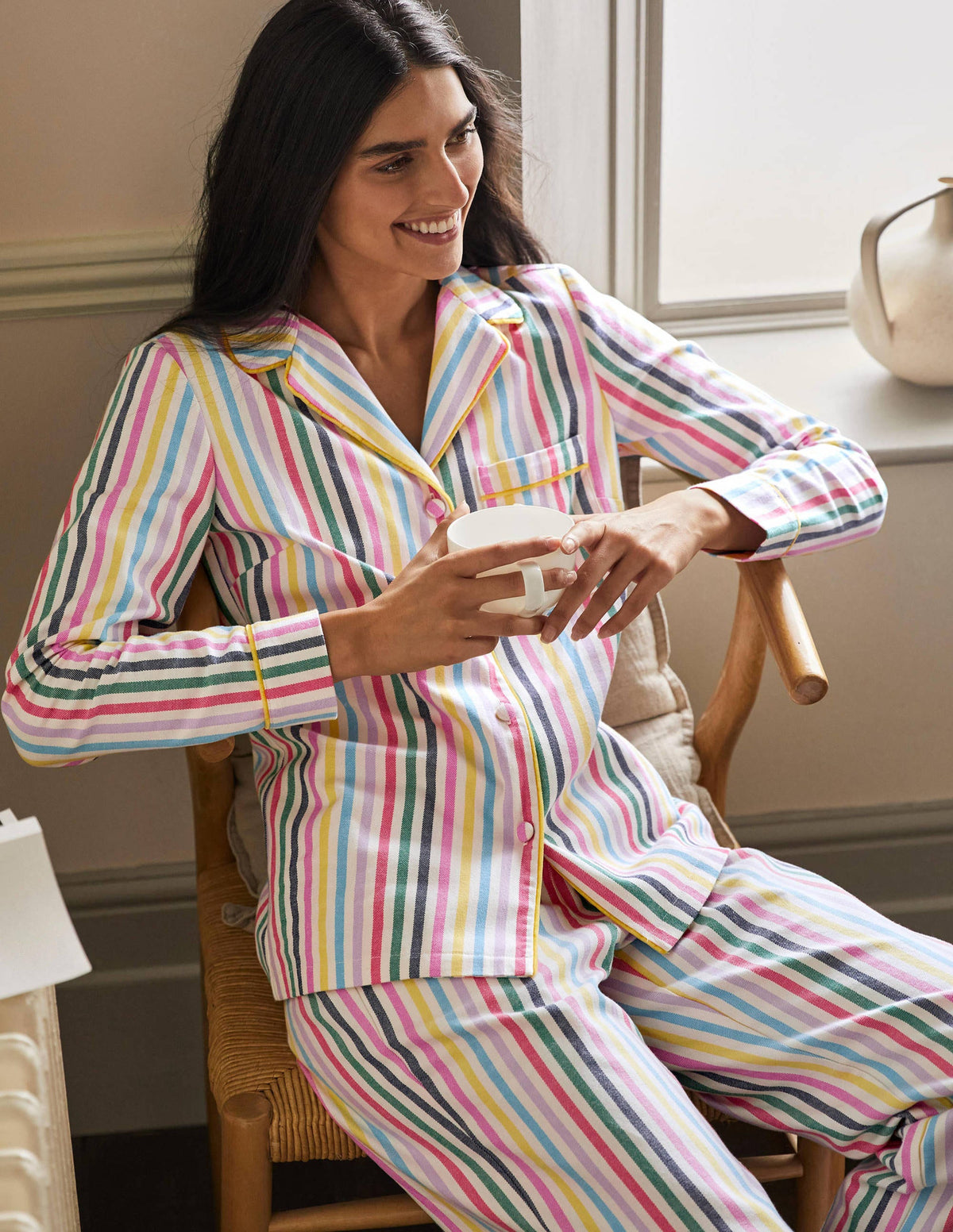 Vanessa Cosy Pyjama Set-Sail Woven Rainbow Stripe-4