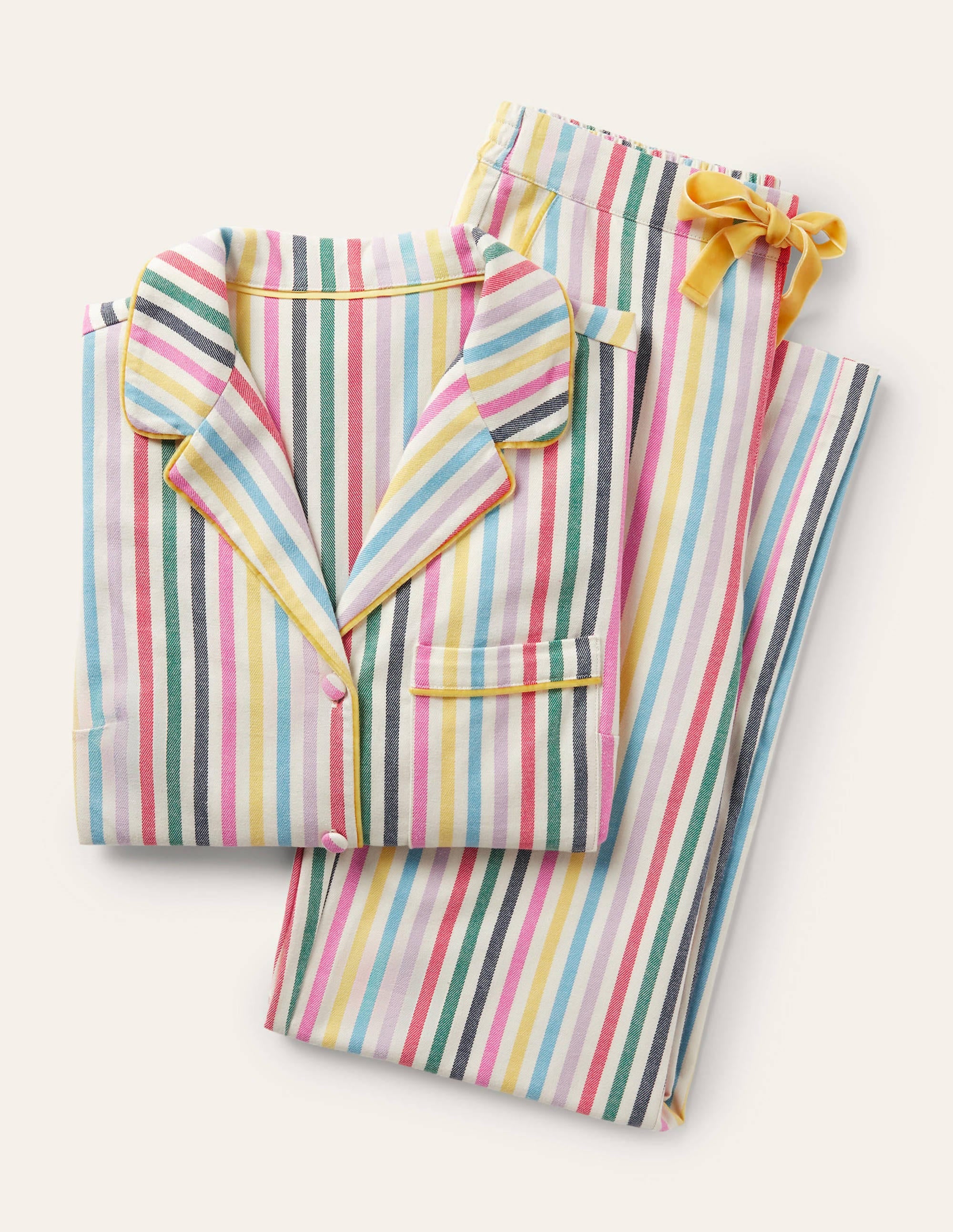 Vanessa Cosy Pyjama Set-Sail Woven Rainbow Stripe - Image 6