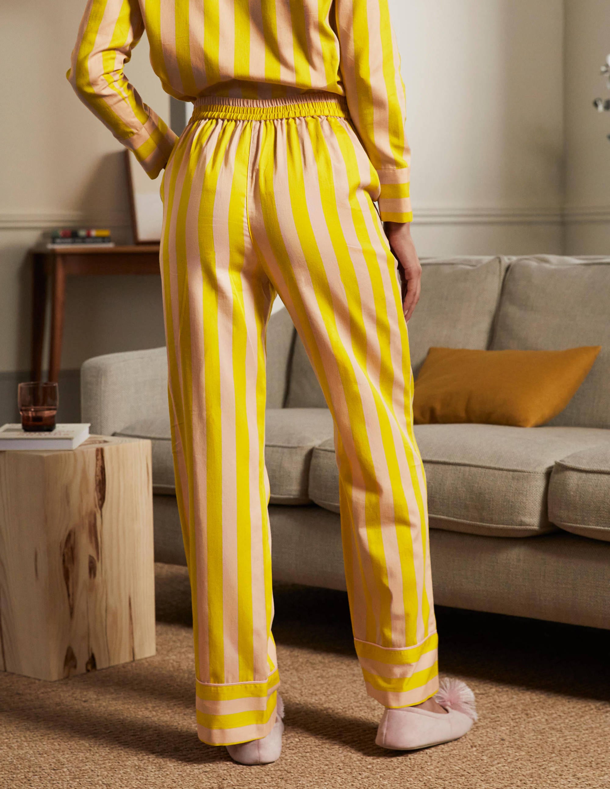 Cotton Pyjama Trousers-Milkshake and Wasp Stripe - Image 2
