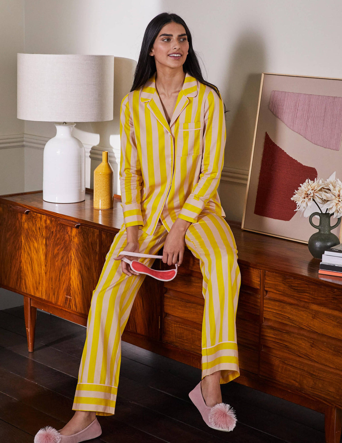 Long Sleeve Pyjama Shirt-Milkshake and Wasp Stripe - Image 4