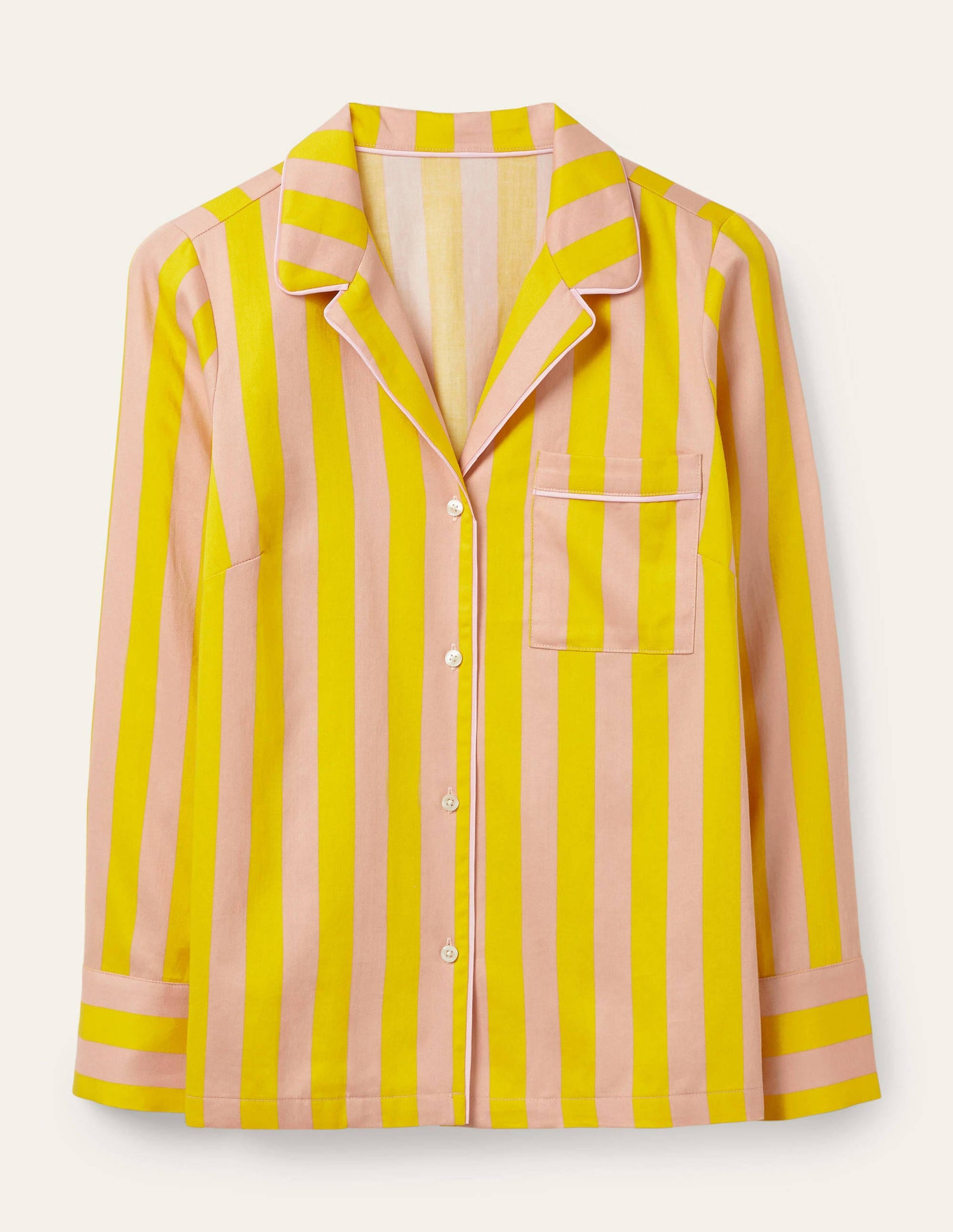 Long Sleeve Pyjama Shirt-Milkshake and Wasp Stripe-5