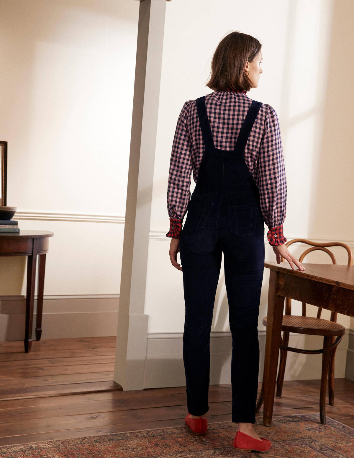 Girlfriend Dungarees-Navy Cord-3