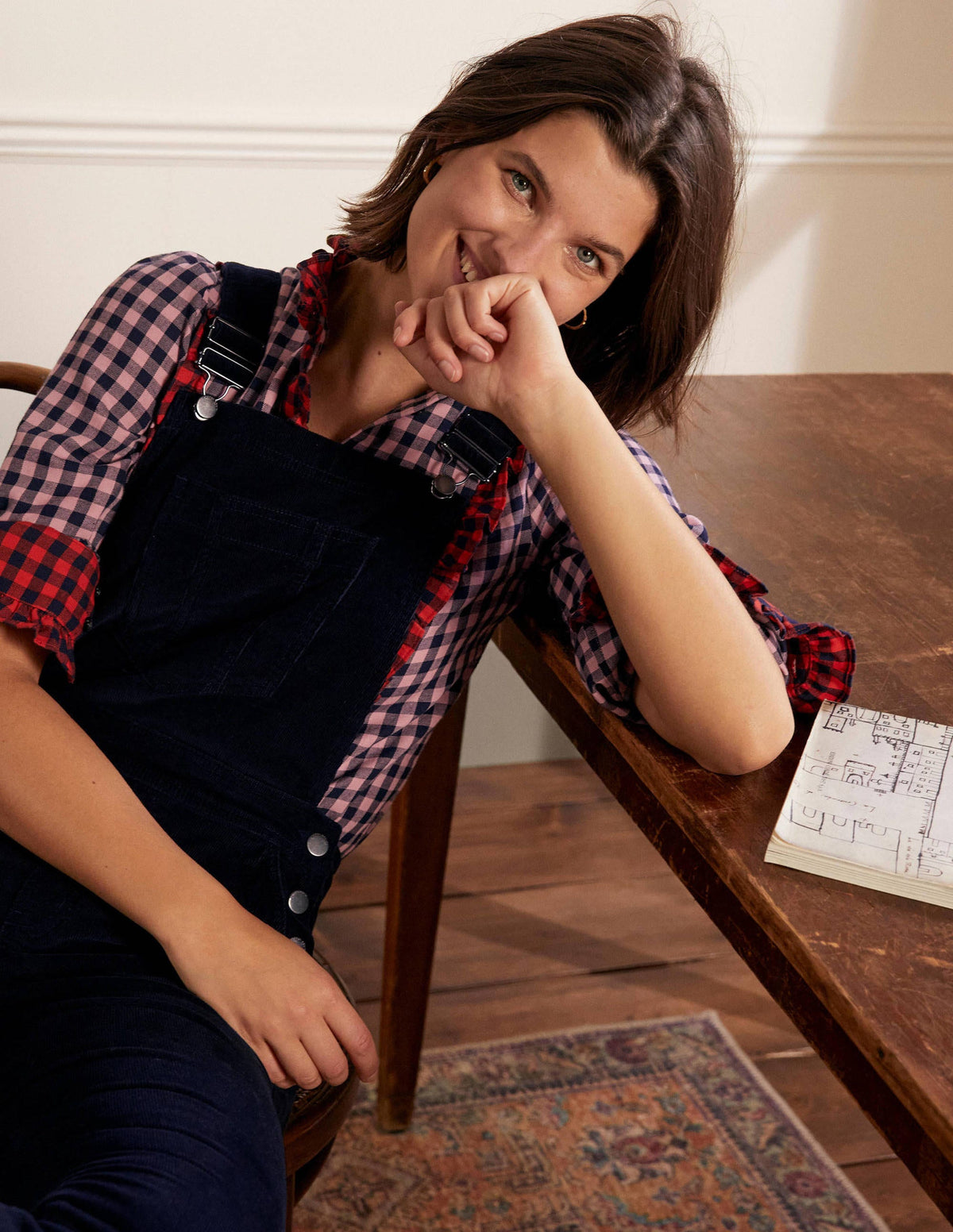 Girlfriend Dungarees-Navy Cord - Image 4