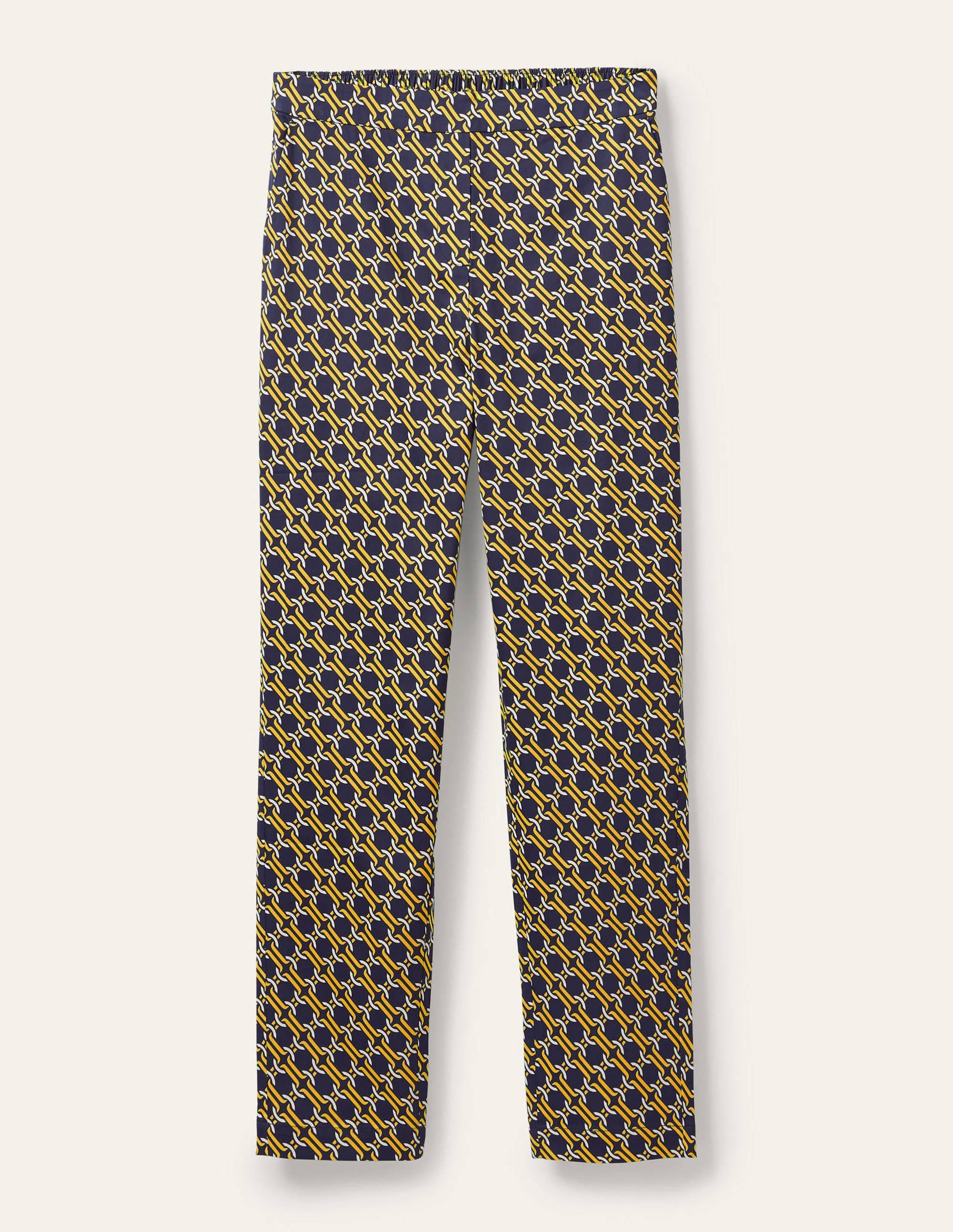 Pull On Trousers-Navy, Chain Geo-7