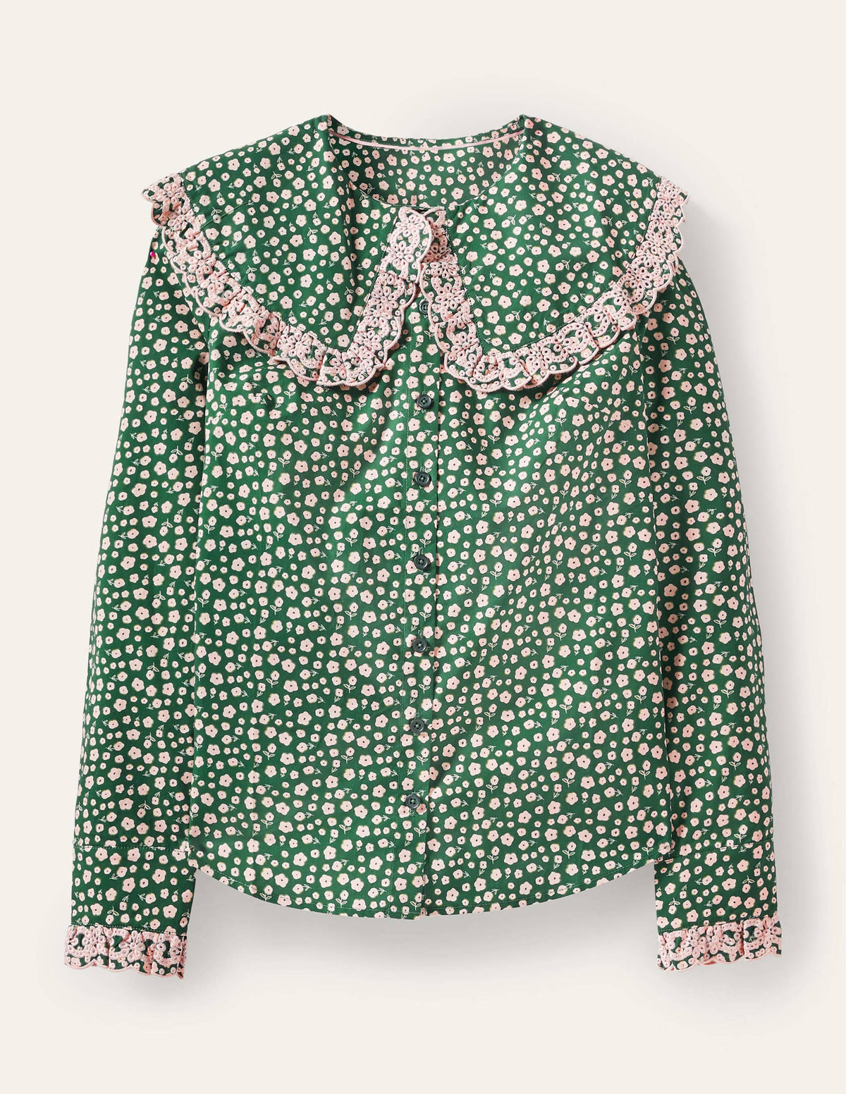 Statement Collar Cotton Shirt-Palm Leaf, Ditsy Daisy - Image 5