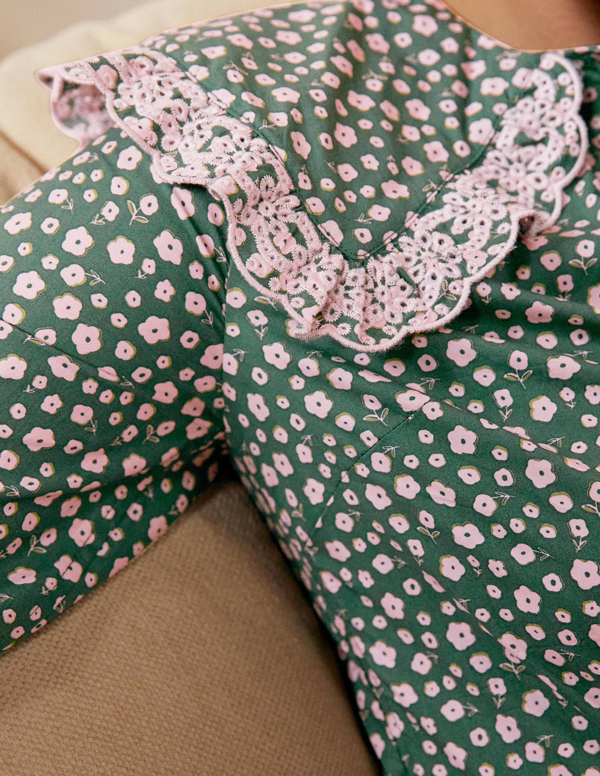 Statement Collar Cotton Shirt-Palm Leaf, Ditsy Daisy-1