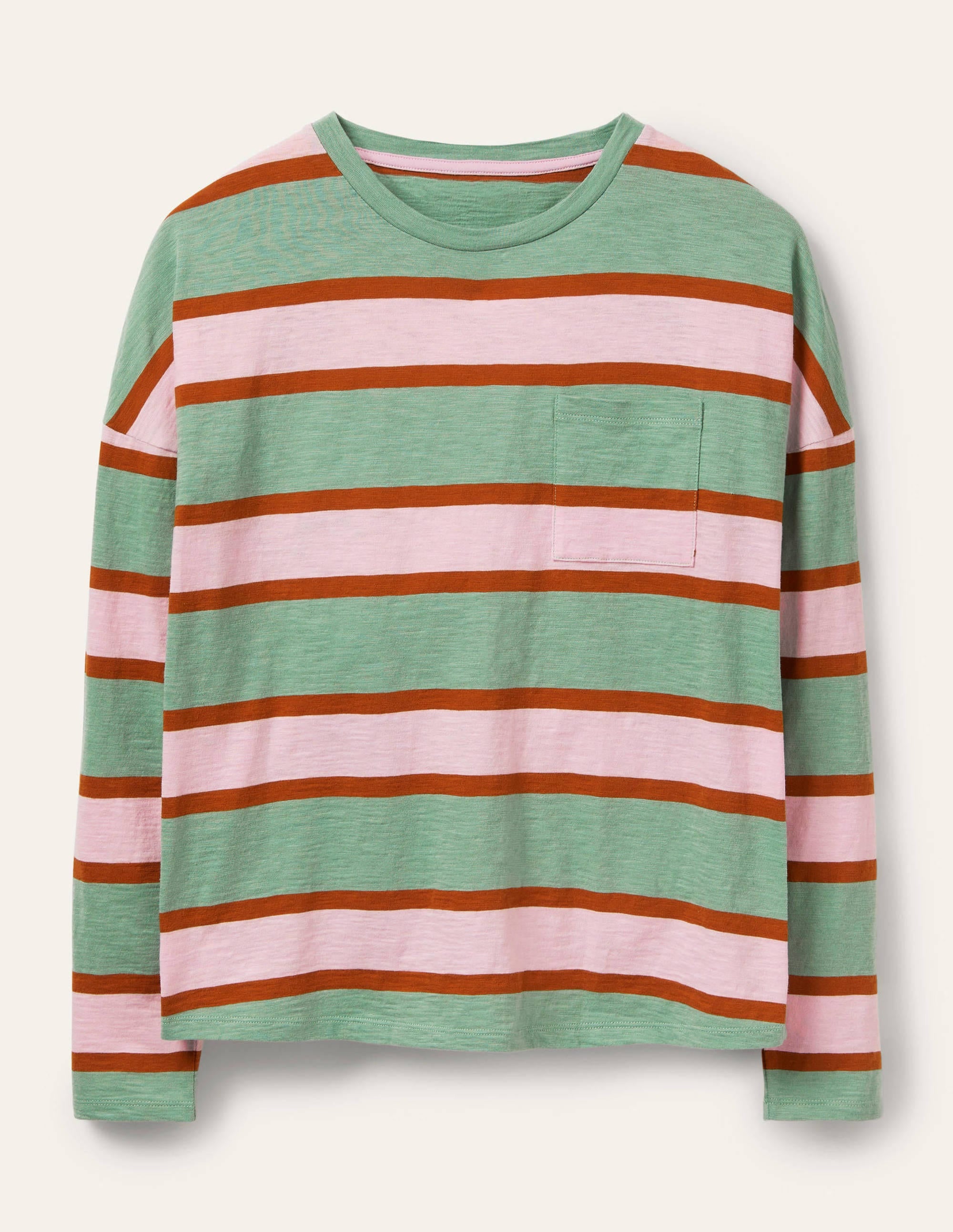 Boxy Jersey Tee-Duck Egg/ Coconut Stripe - Image 5