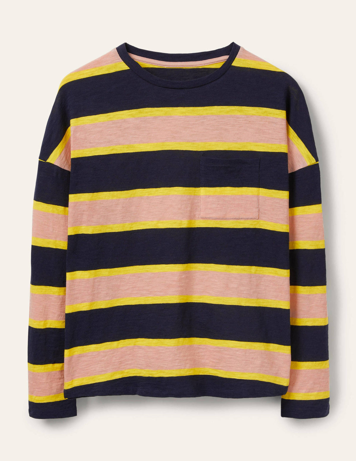 Boxy Jersey Tee-Navy/ Milkshake Stripe - Image 5