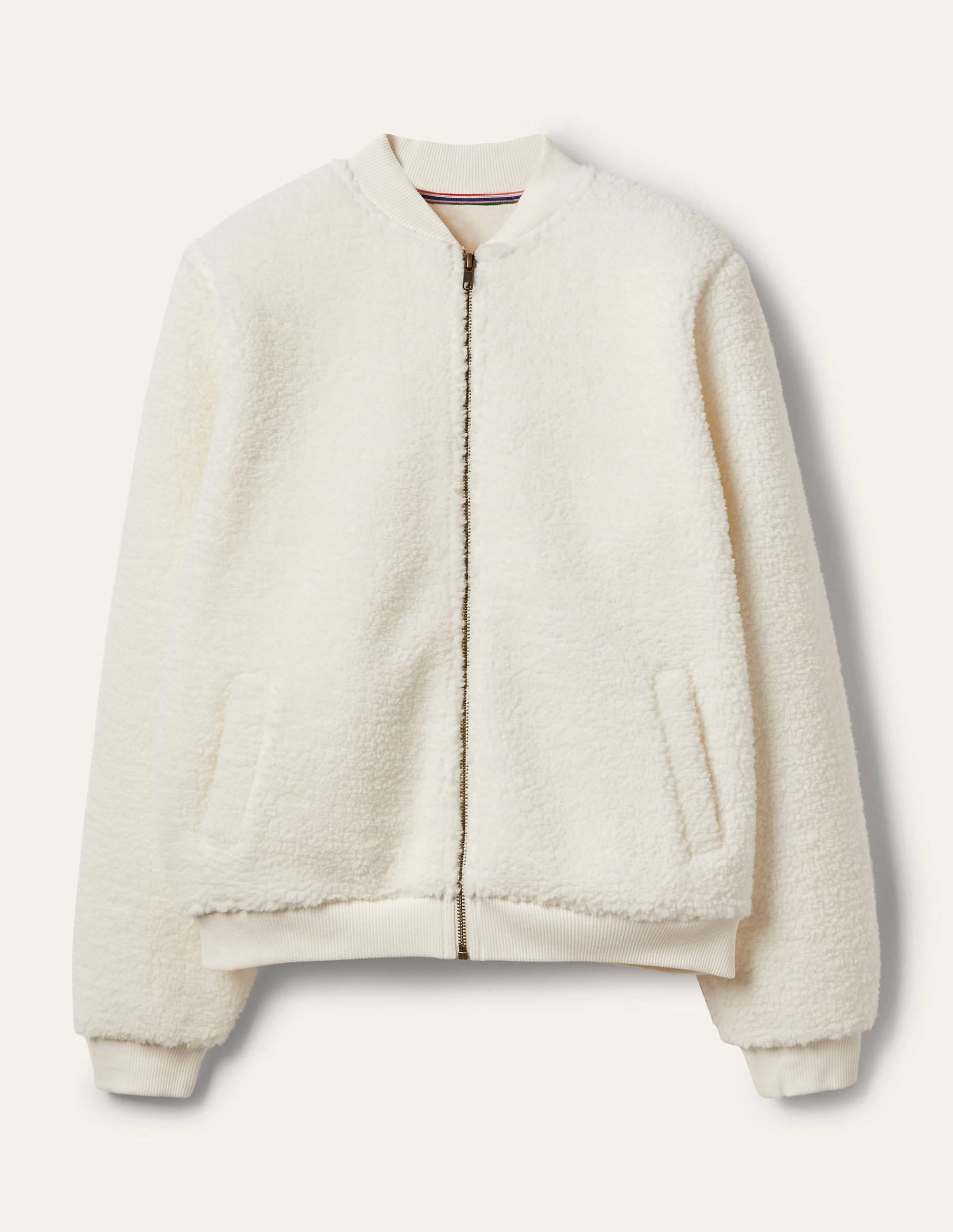 Teddy Zip-Through Jacket-Ivory - Image 6