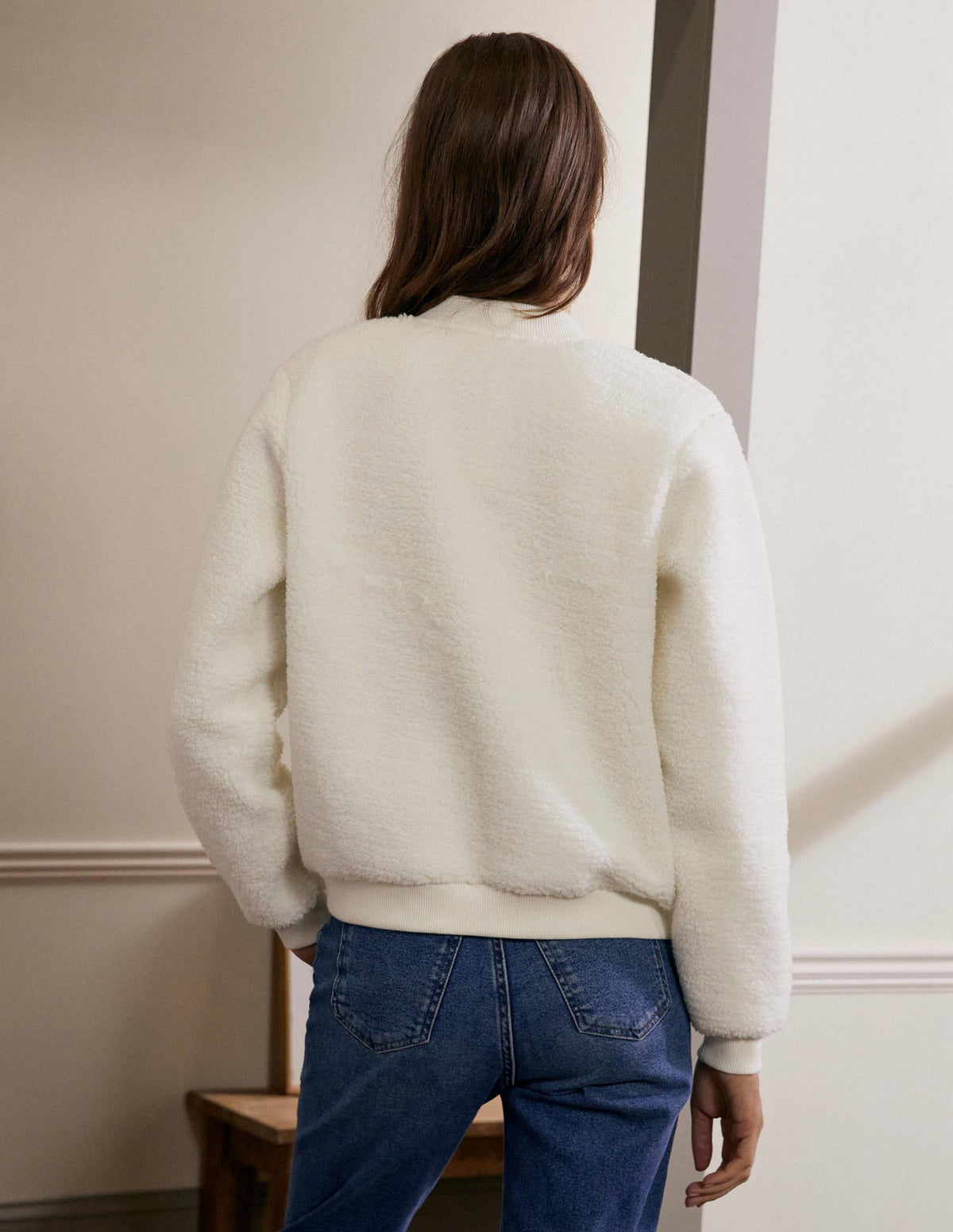 Teddy Zip-Through Jacket-Ivory - Image 2