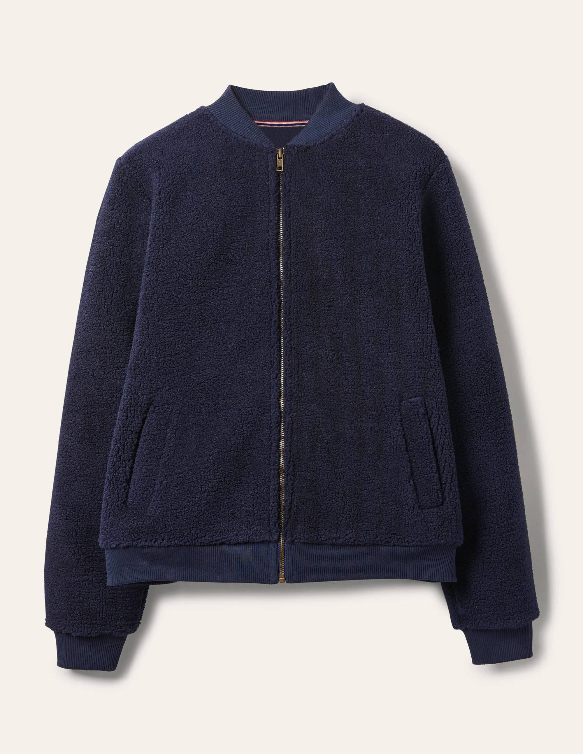 Teddy Zip-Through Jacket-Navy - Image 5