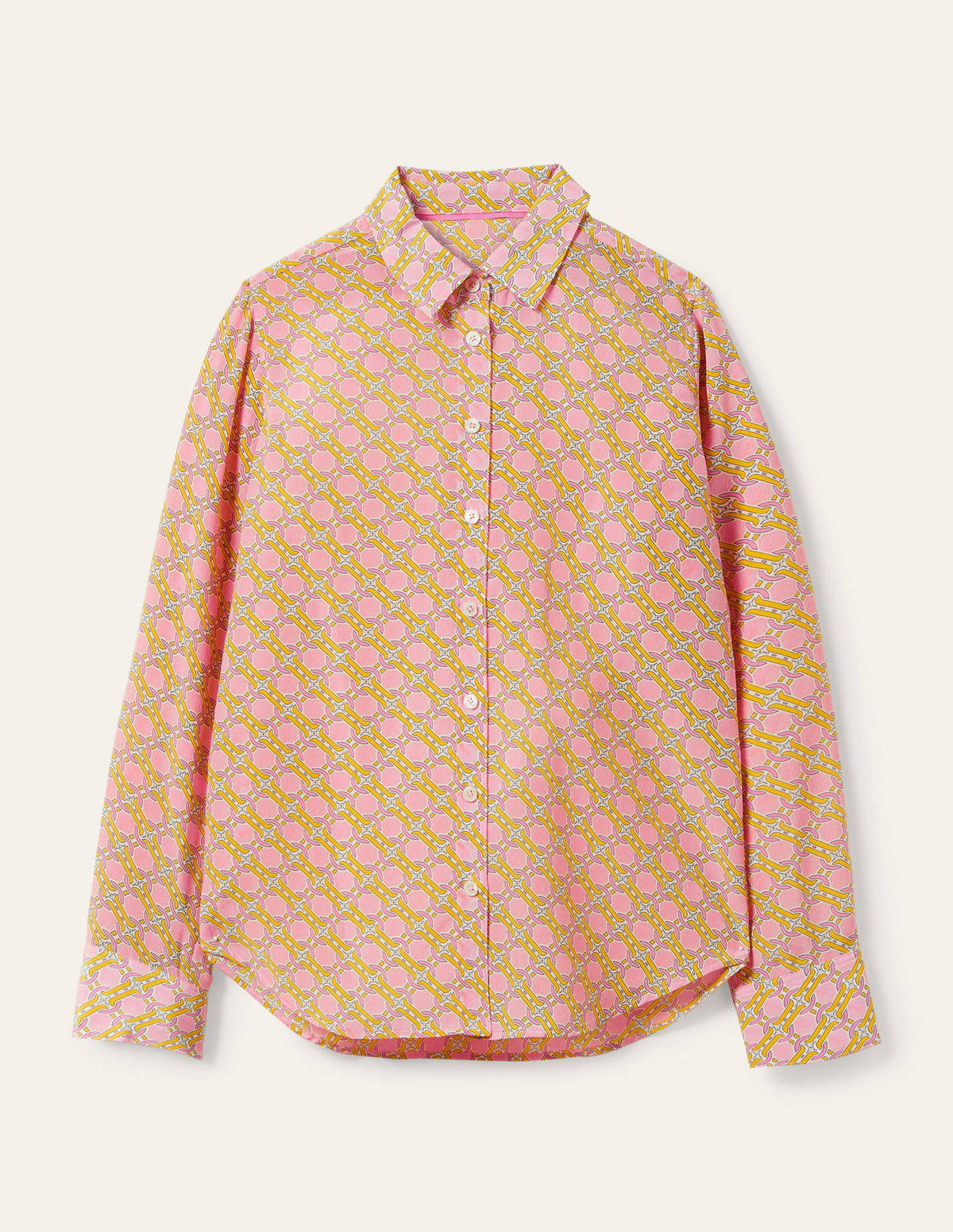 Silk Shirt-Dusk Cloud Pink, Chain Geo - Image 5