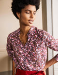 Silk Shirt-Old Rose, Exotic Floral