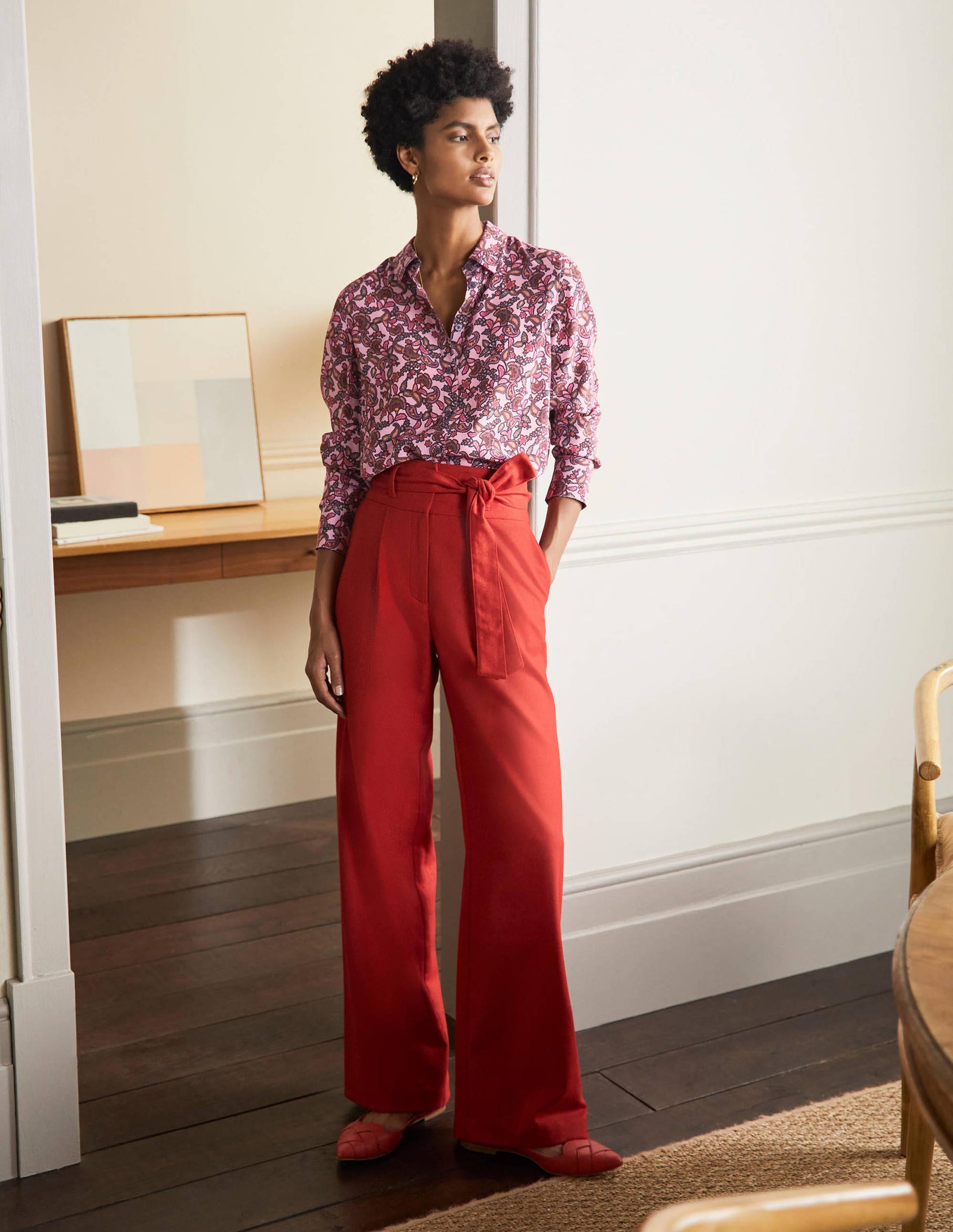 Silk Shirt-Old Rose, Exotic Floral-3