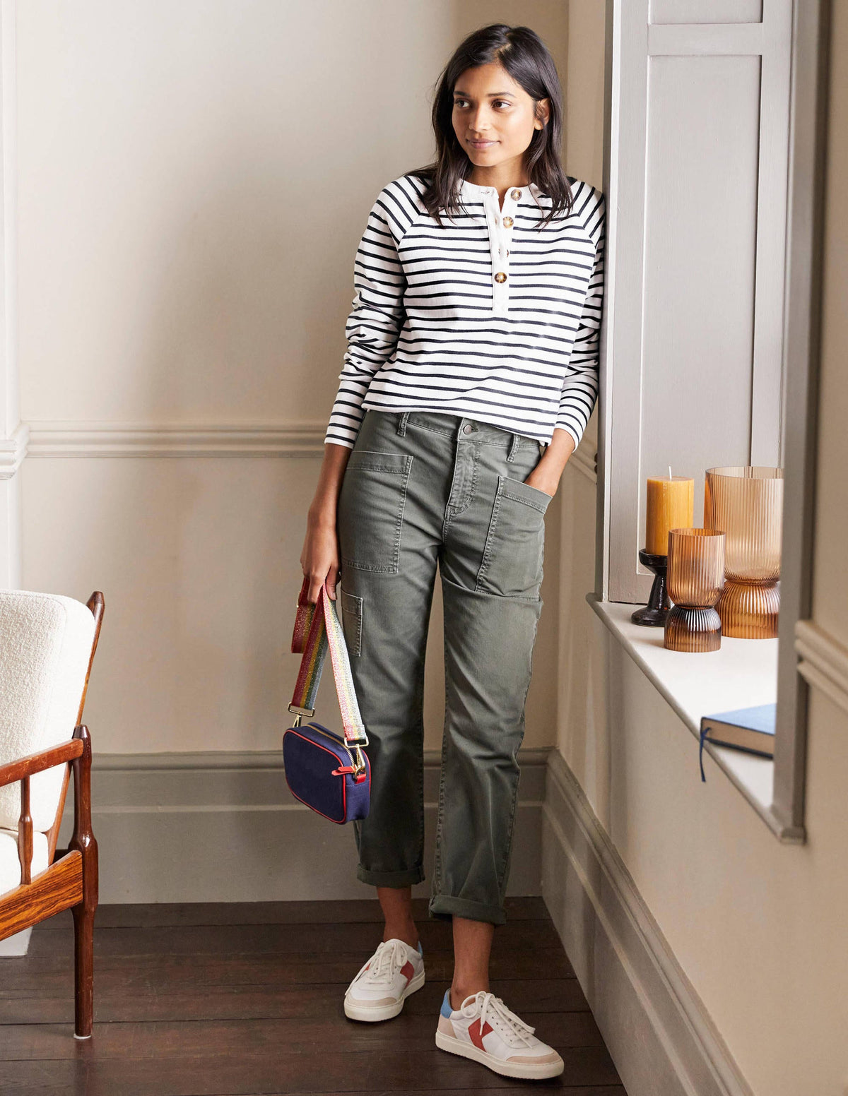 Mariner Henley Top-Ivory/Navy - Image 3