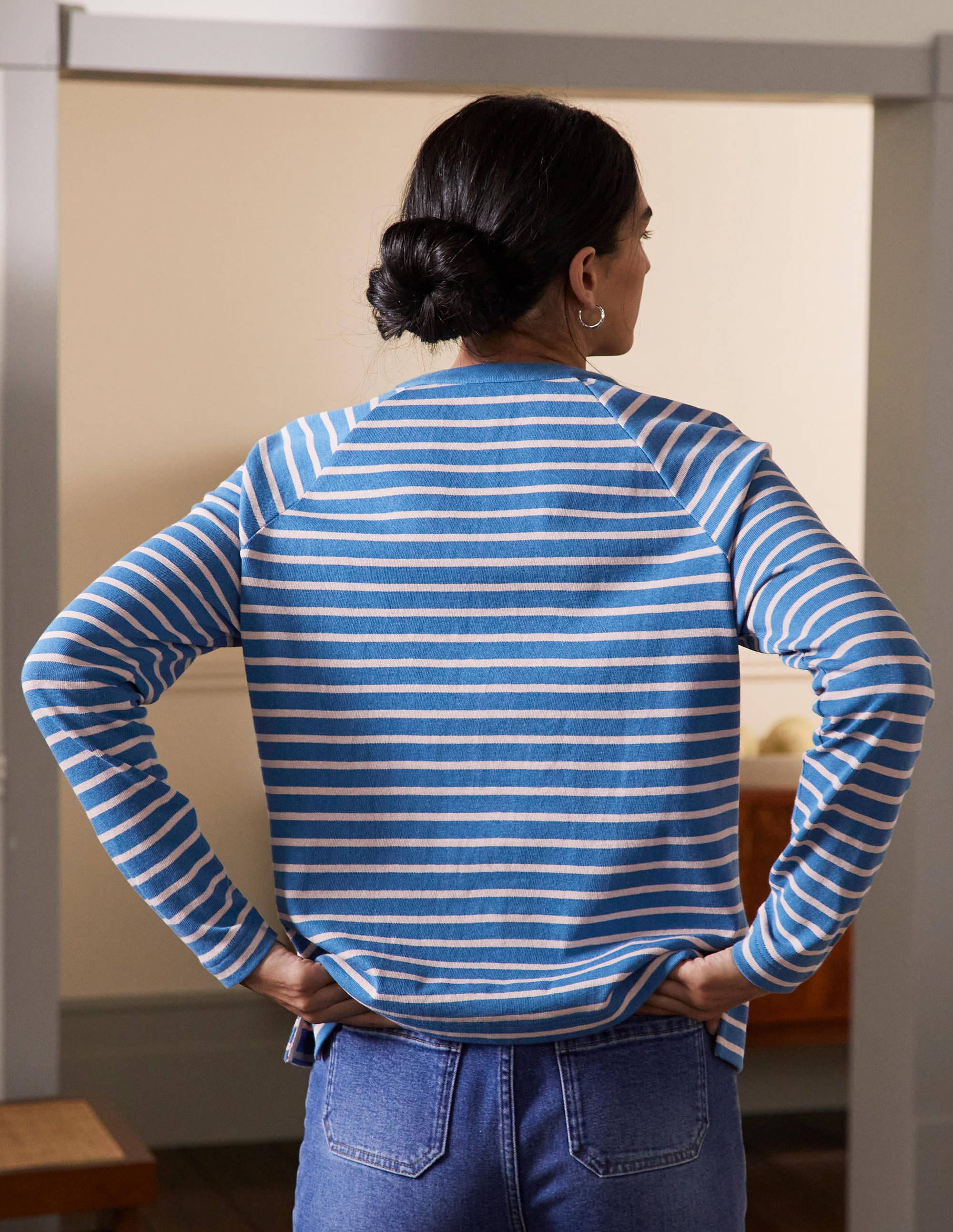 Mariner Henley Top-Blue Ribbon/Milkshake - Image 3
