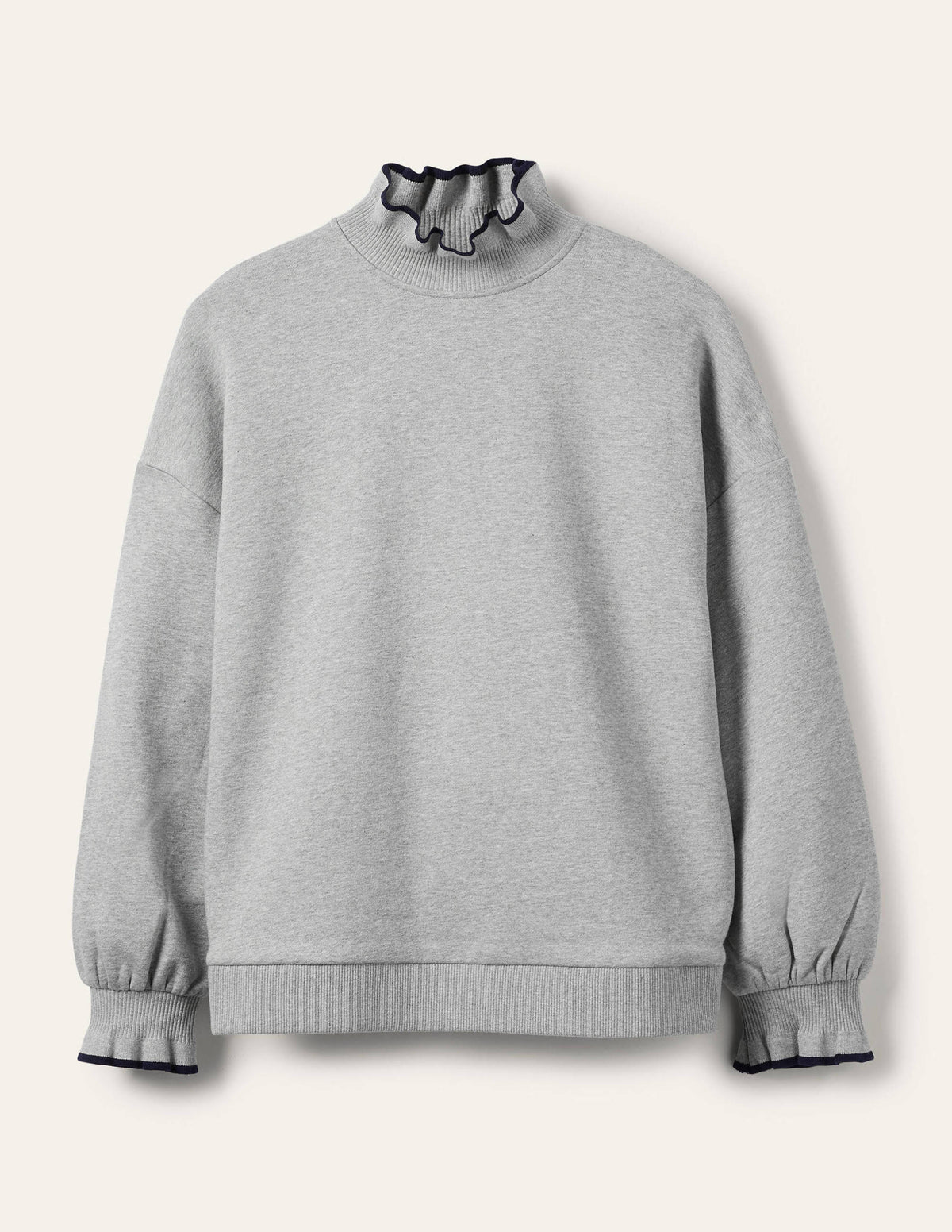 Ruffle Detail Sweatshirt-Grey Marl-7