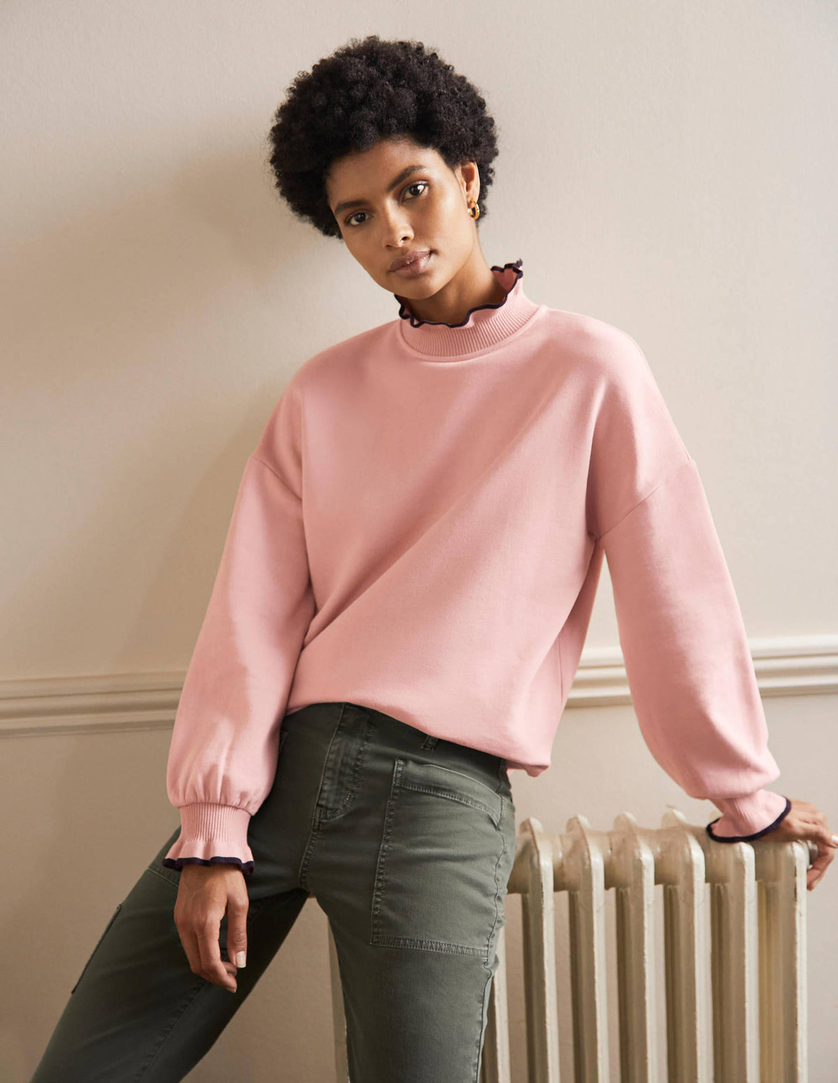 Ruffle Detail Sweatshirt-Milkshake - Image 1