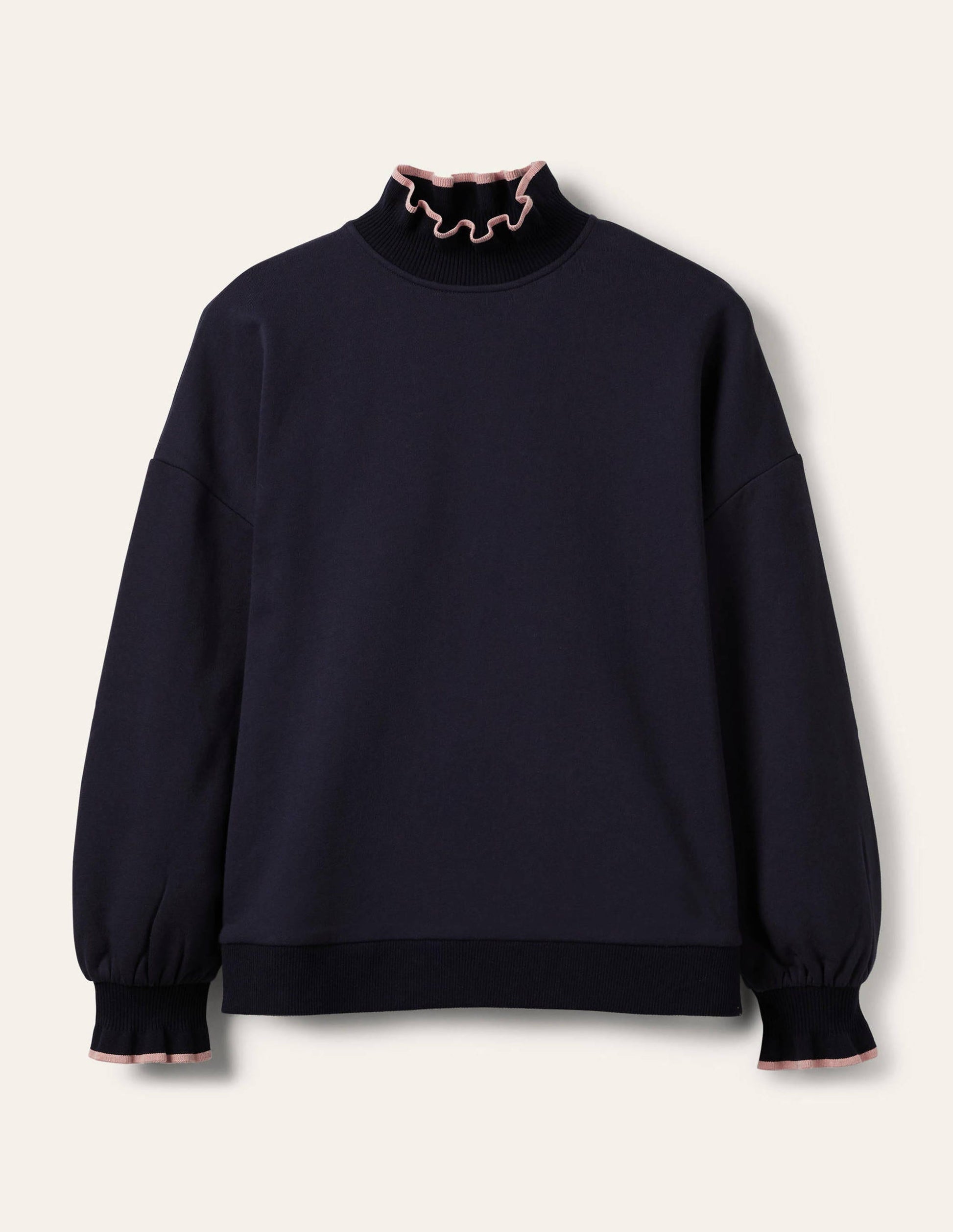 Ruffle Detail Sweatshirt-Navy-6