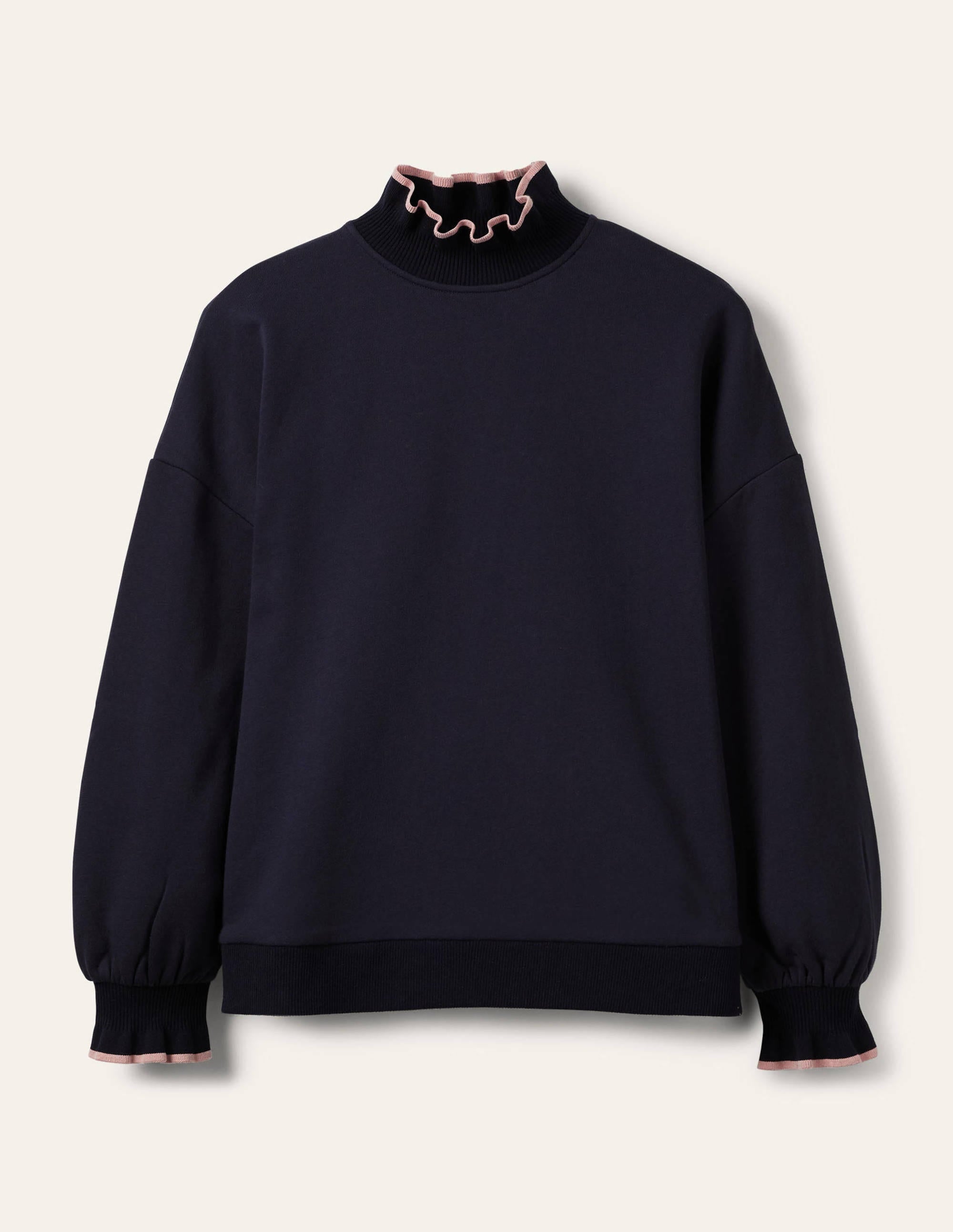 Ruffle Detail Sweatshirt-Navy - Image 6