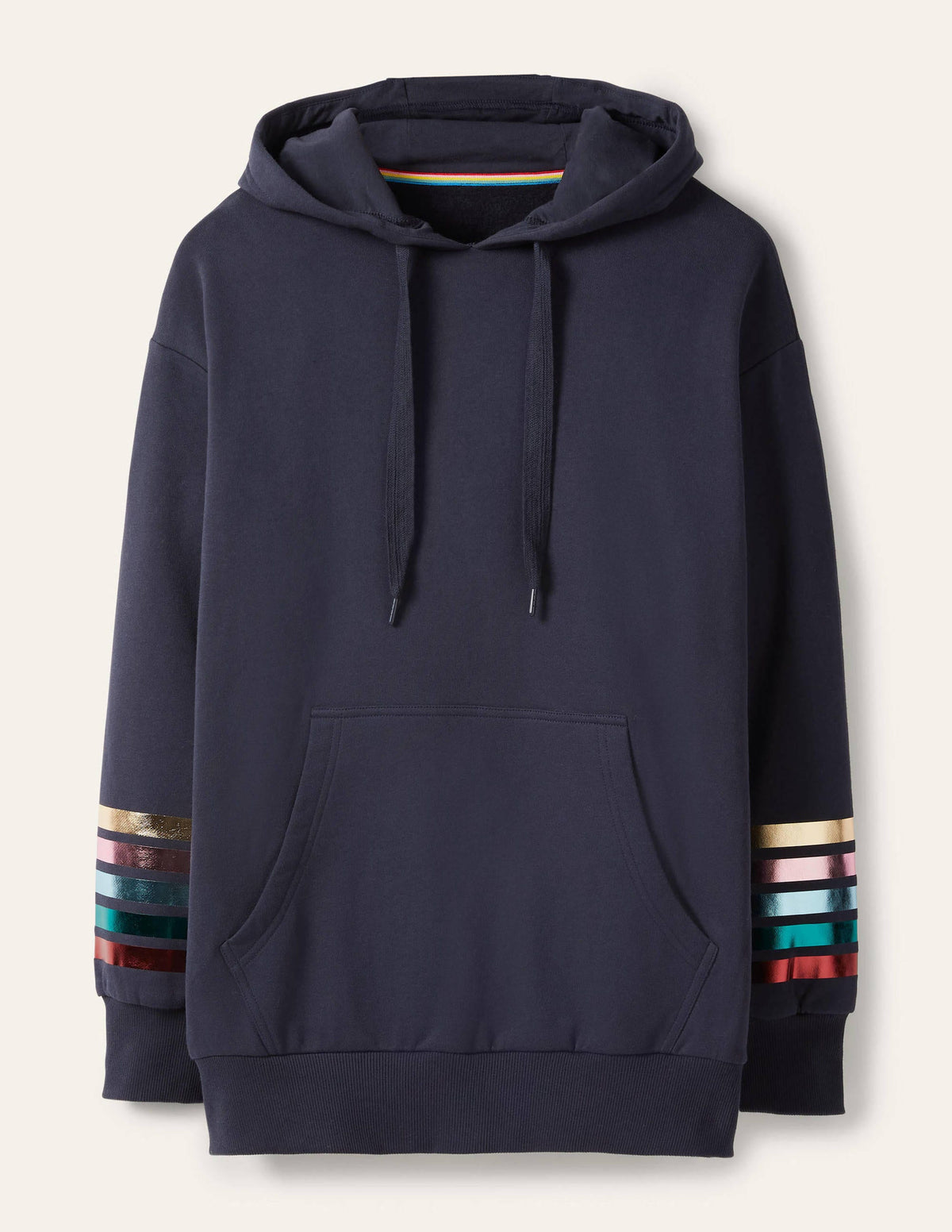 Oversized Hoodie-Navy Rainbow Foil Cuff-7